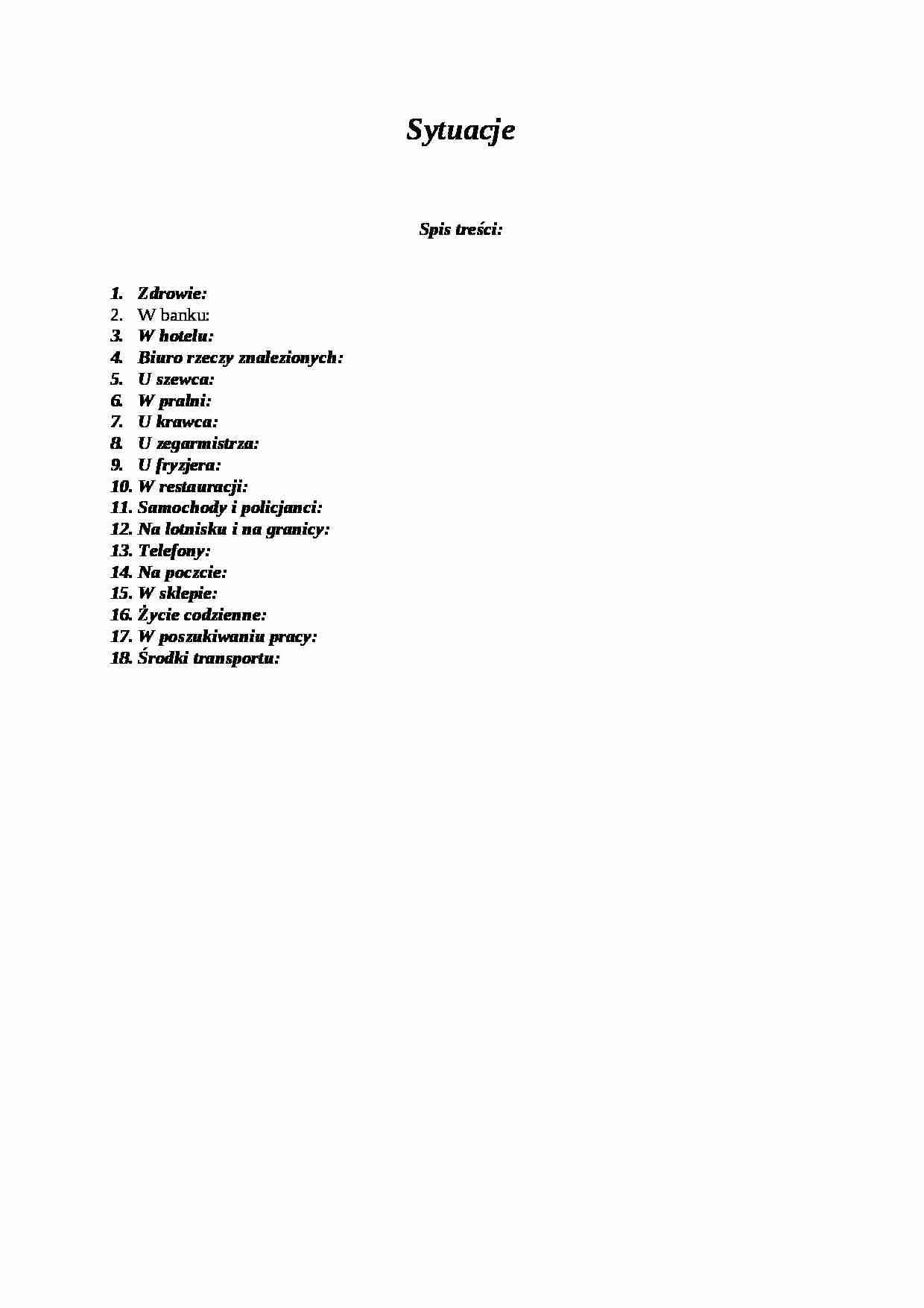 SYTUACJE SŁOWNICTWO - strona 1