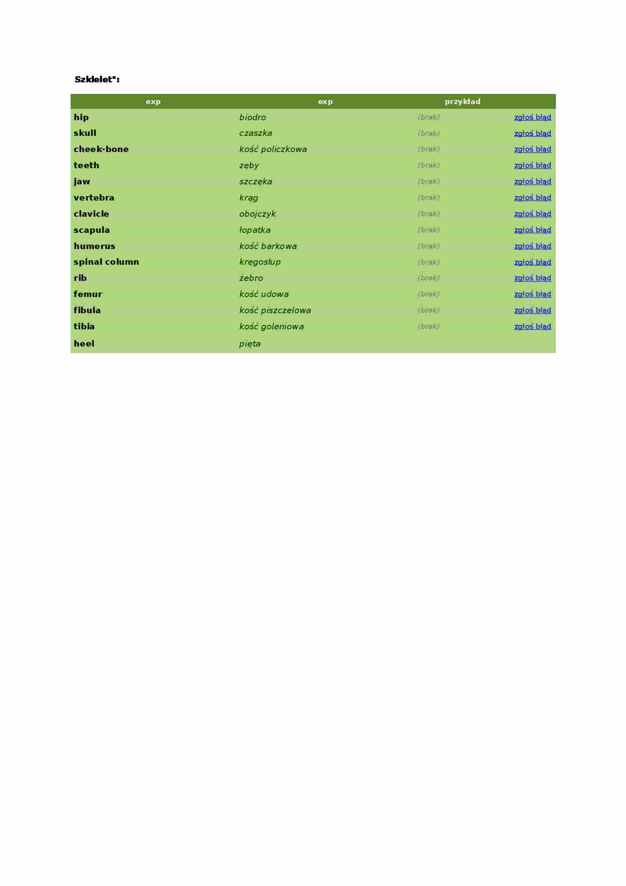 Szkielet - słownictwo - strona 1
