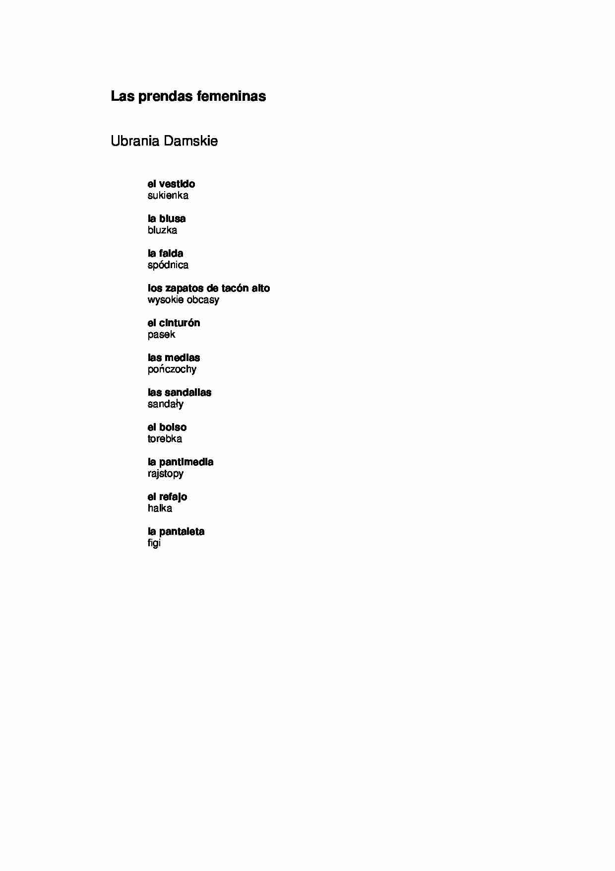 słówka - ubrania damskie - strona 1