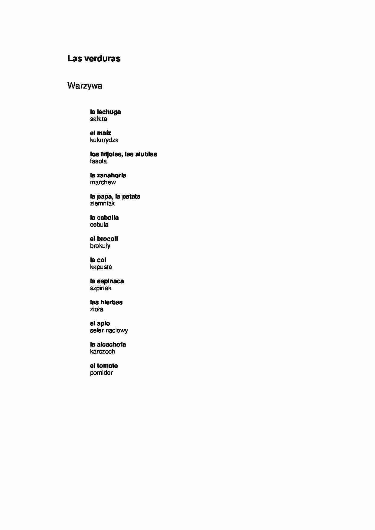 słówka - warzywa - strona 1