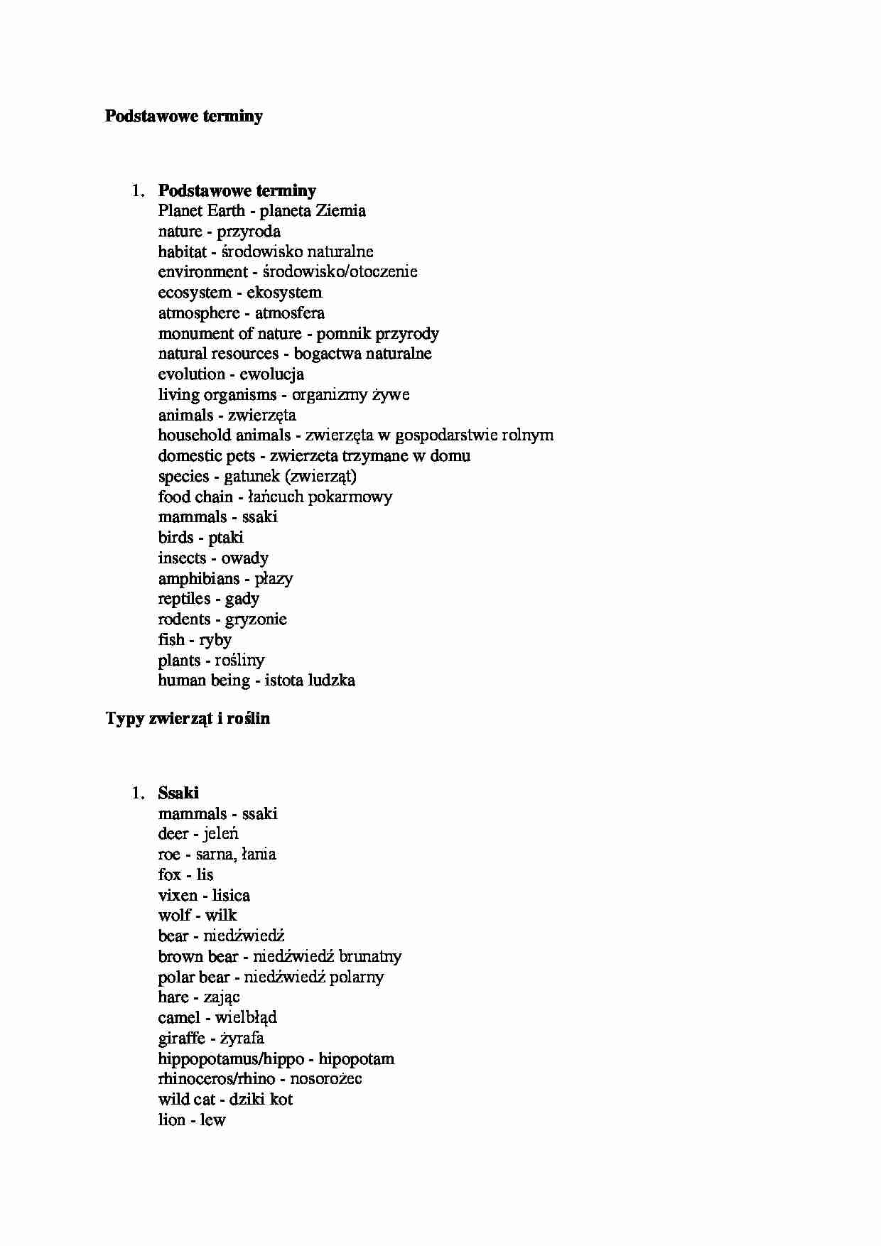 słówka - świat przyrody - strona 1