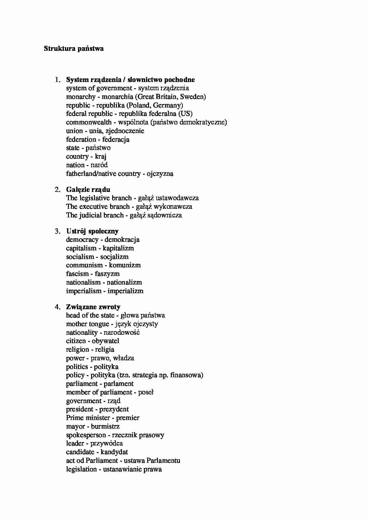 słówka - państwo i społeczeństwo - strona 1