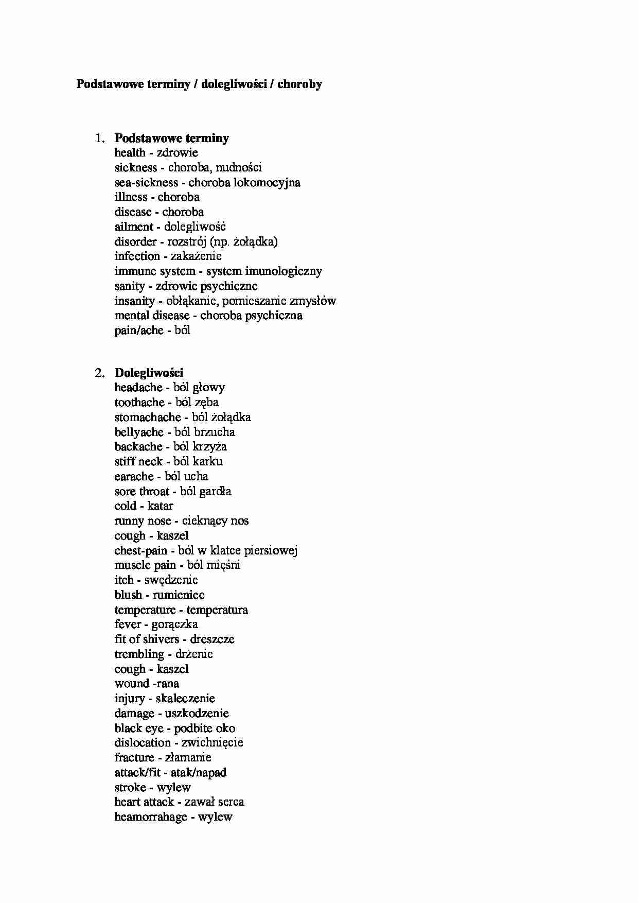 słówka - zdrowie - strona 1
