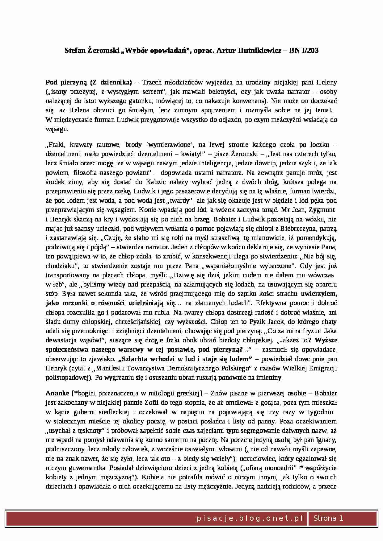 Żeromski Stefan - Wybór opowiadań (1) - strona 1