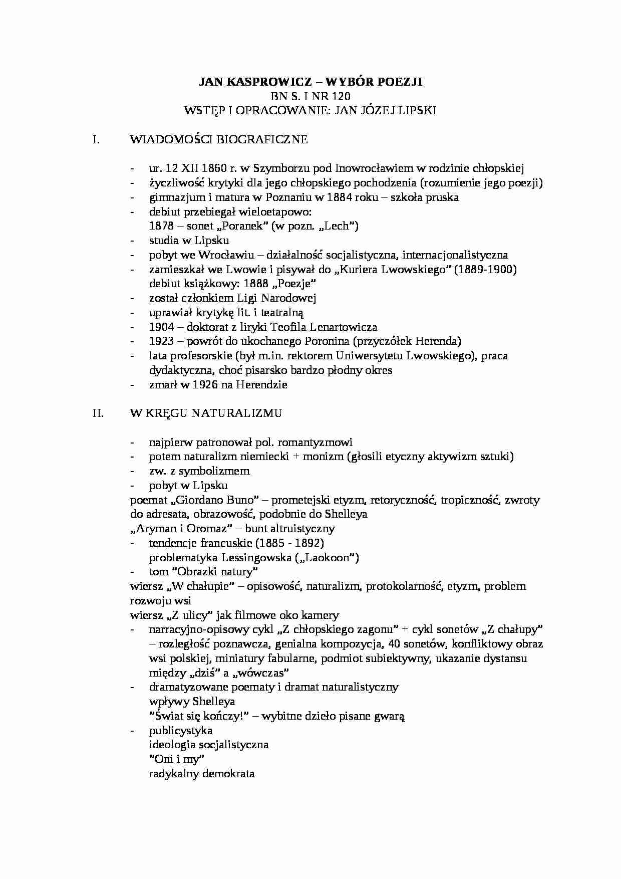 Kasprowicz Jan - Wybór poezji - strona 1