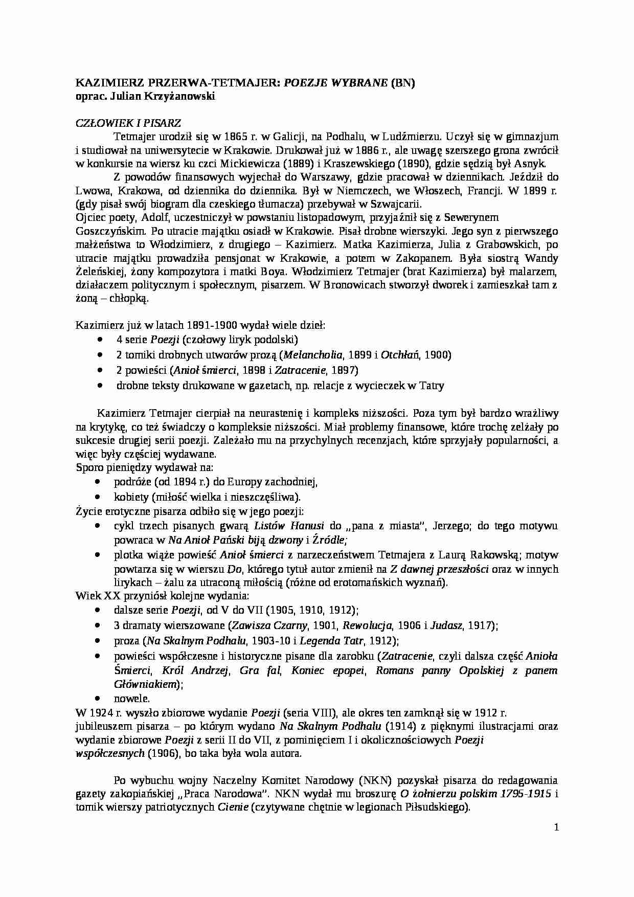 KAZIMIERZ PRZERWA TETMAJER - strona 1