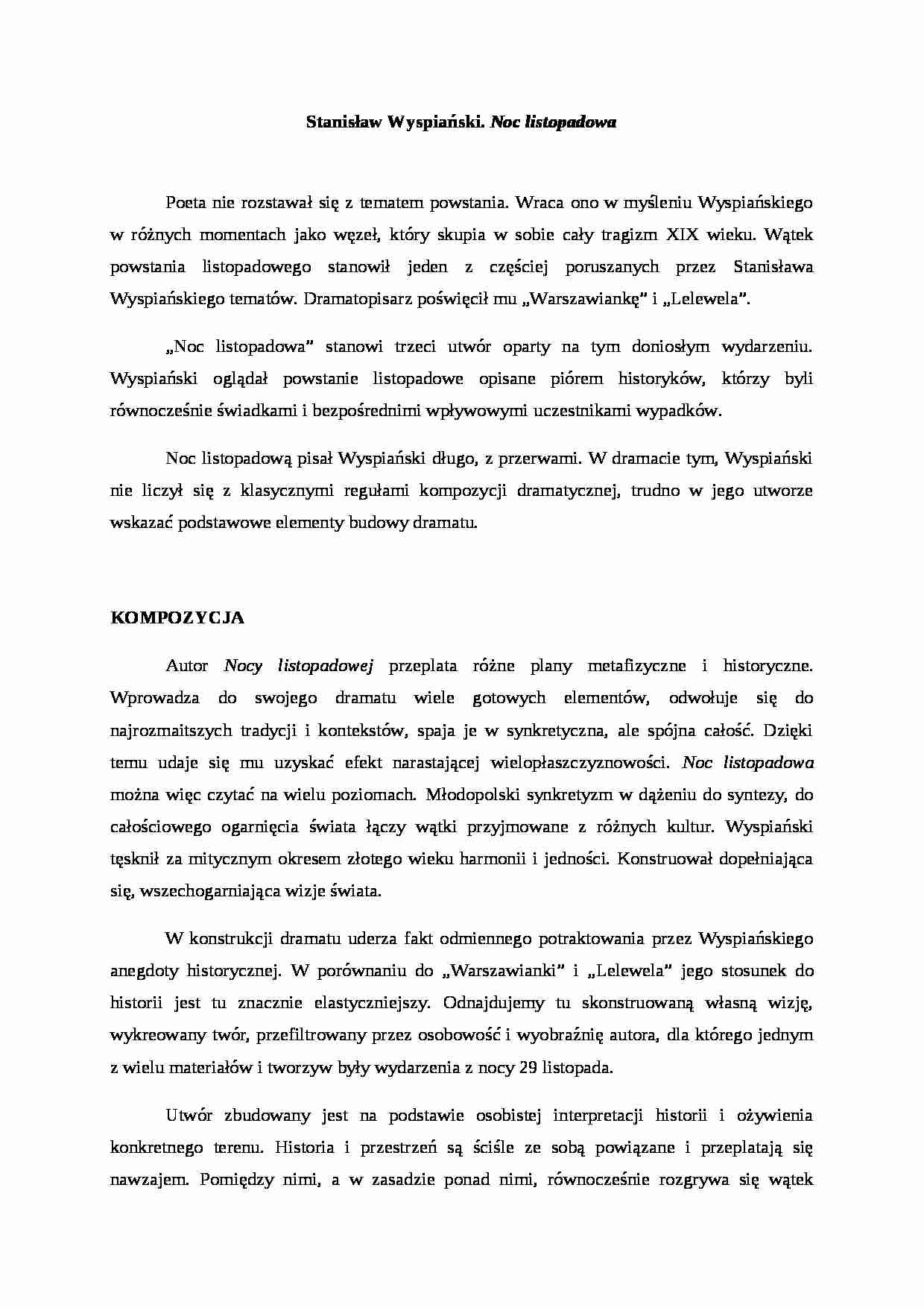 Stanisław Wyspiański, NOC LISTOPADOWA - strona 1