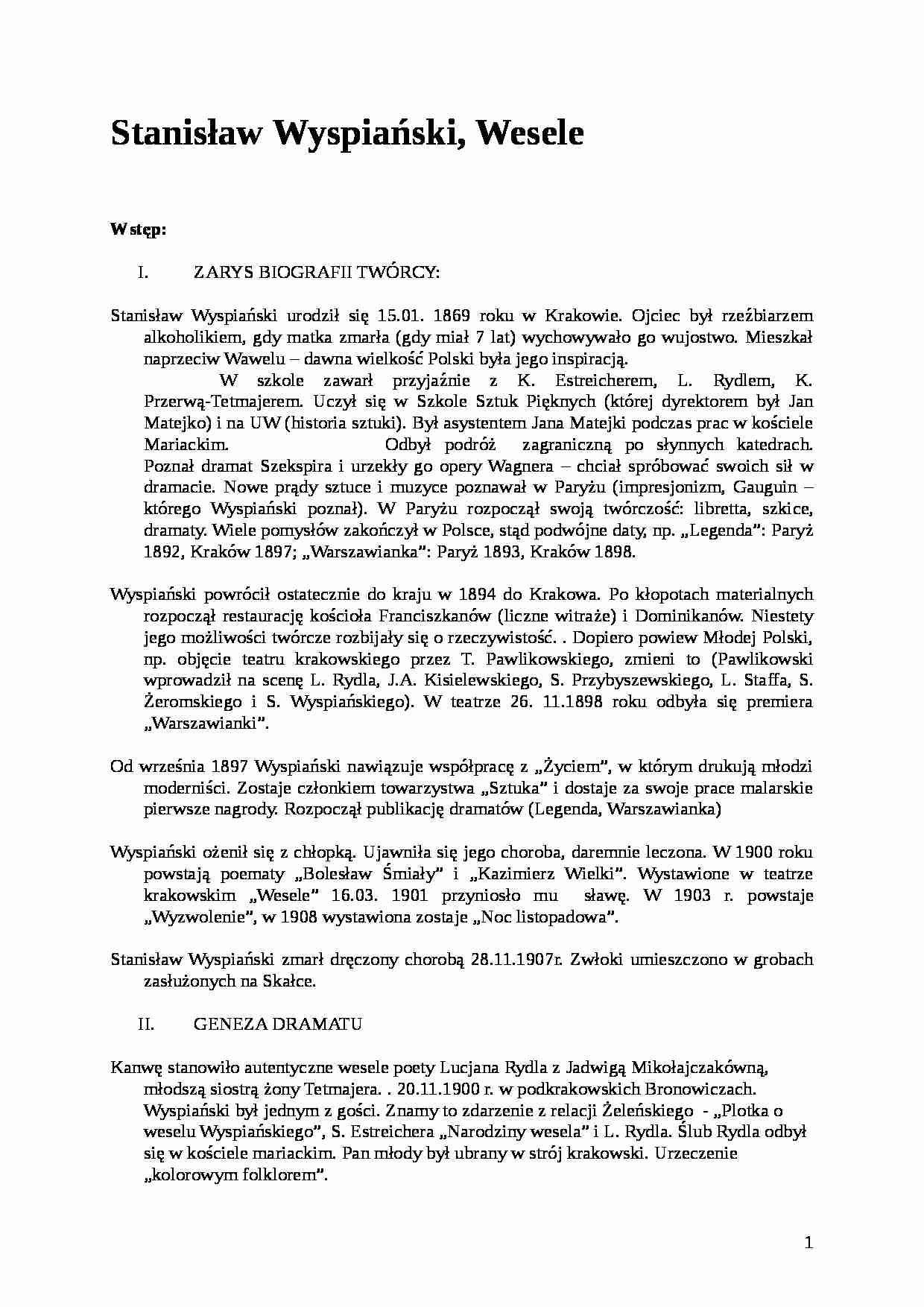 Wyspiański Stanisław  -  Wesele - strona 1