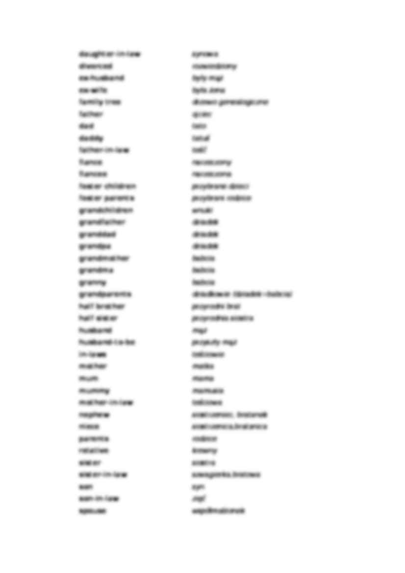 życie rodzinne i towarzyskie - słówka - strona 2