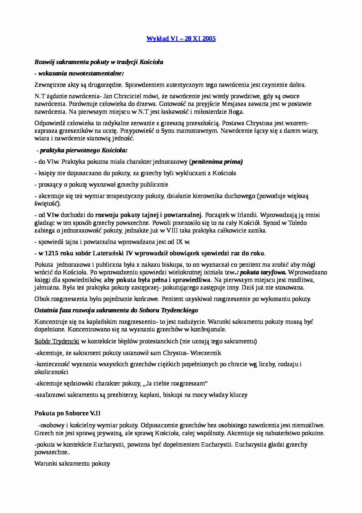 Sakramentologia - wykład 6: sakrament pokuty - strona 1