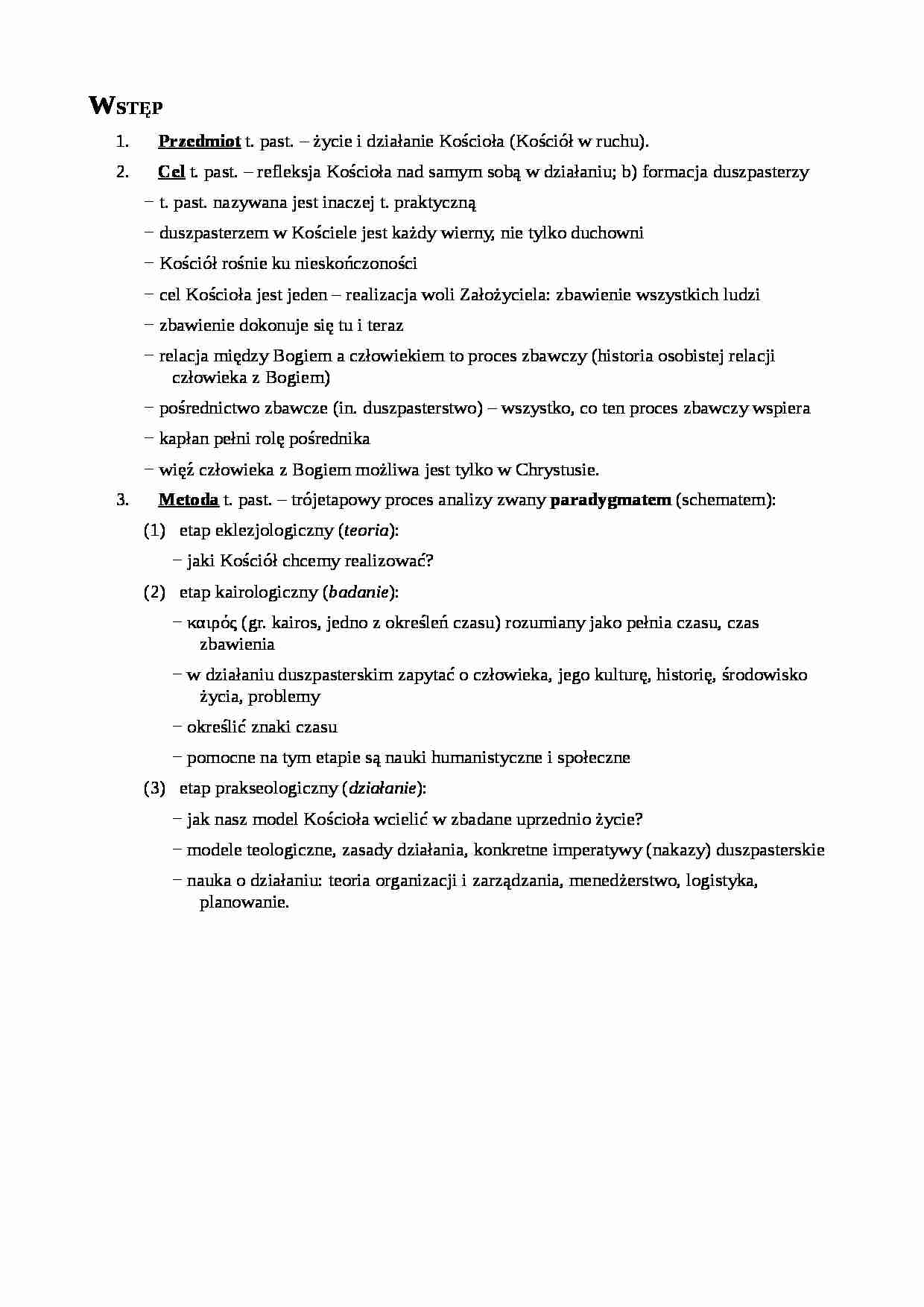 Teologia pastoralna - wykład 1 - strona 1