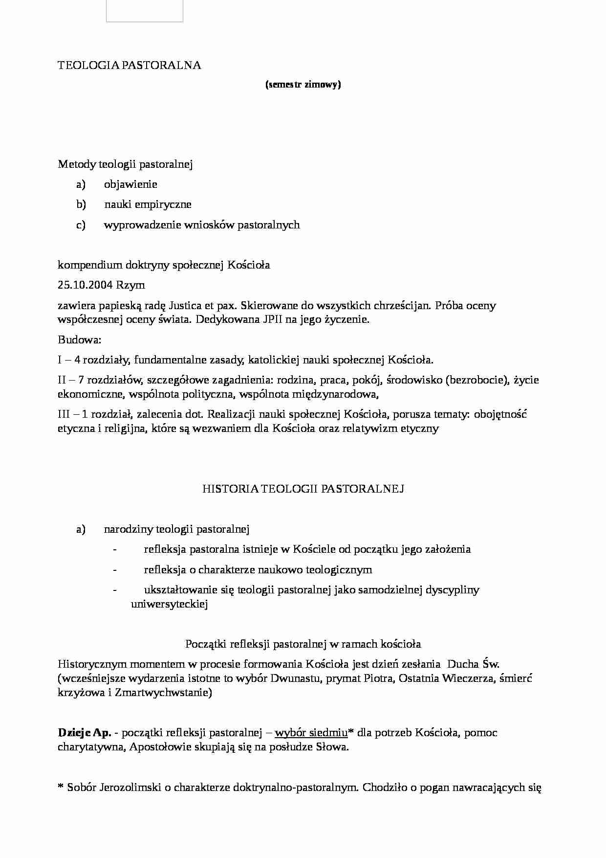 Teologia pastoralna - wykład 11 - strona 1