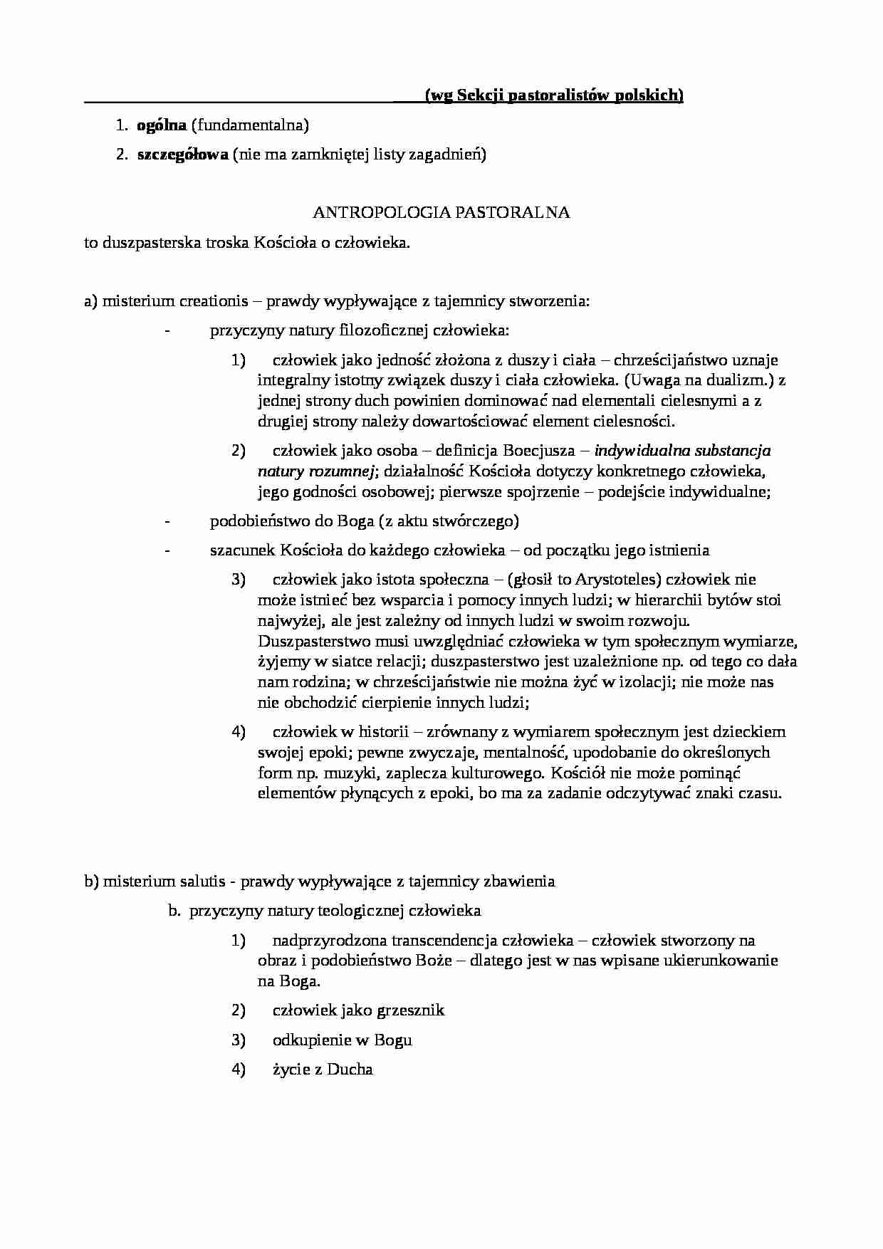 Teologia pastoralna - wykład 15 - strona 1