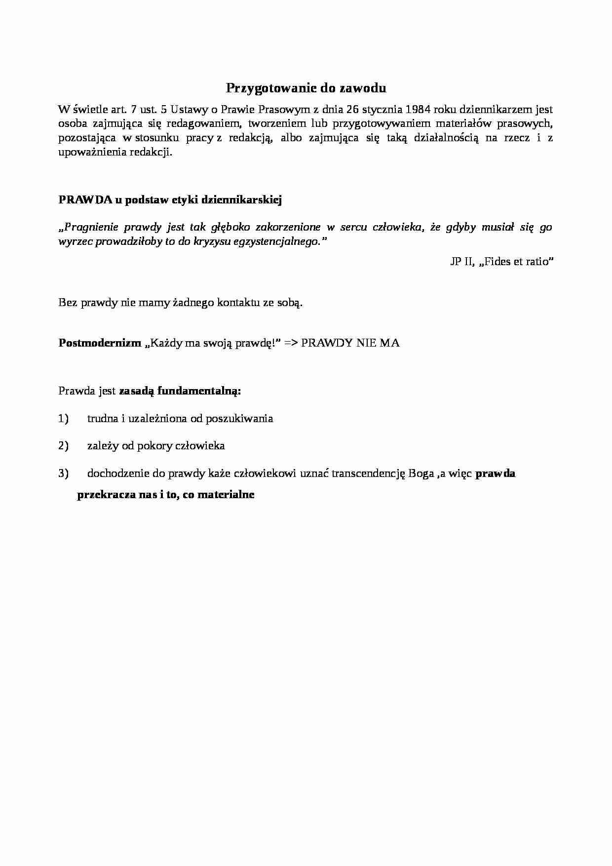 Etyka dla dziennikarzy - wykład 9 - strona 1