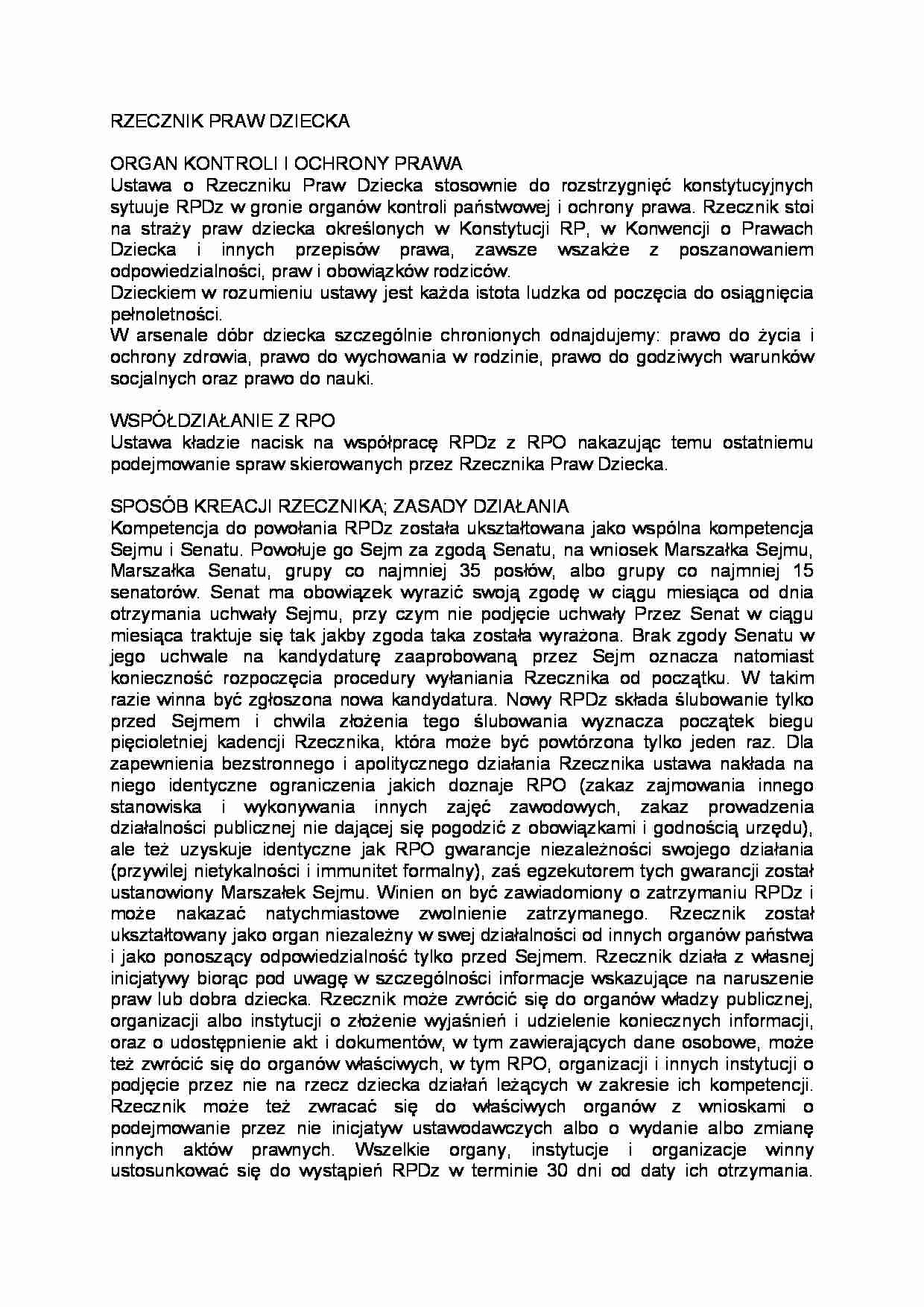 Rzecznik Praw Dziecka - Konwencja o Prawach Dziecka - strona 1