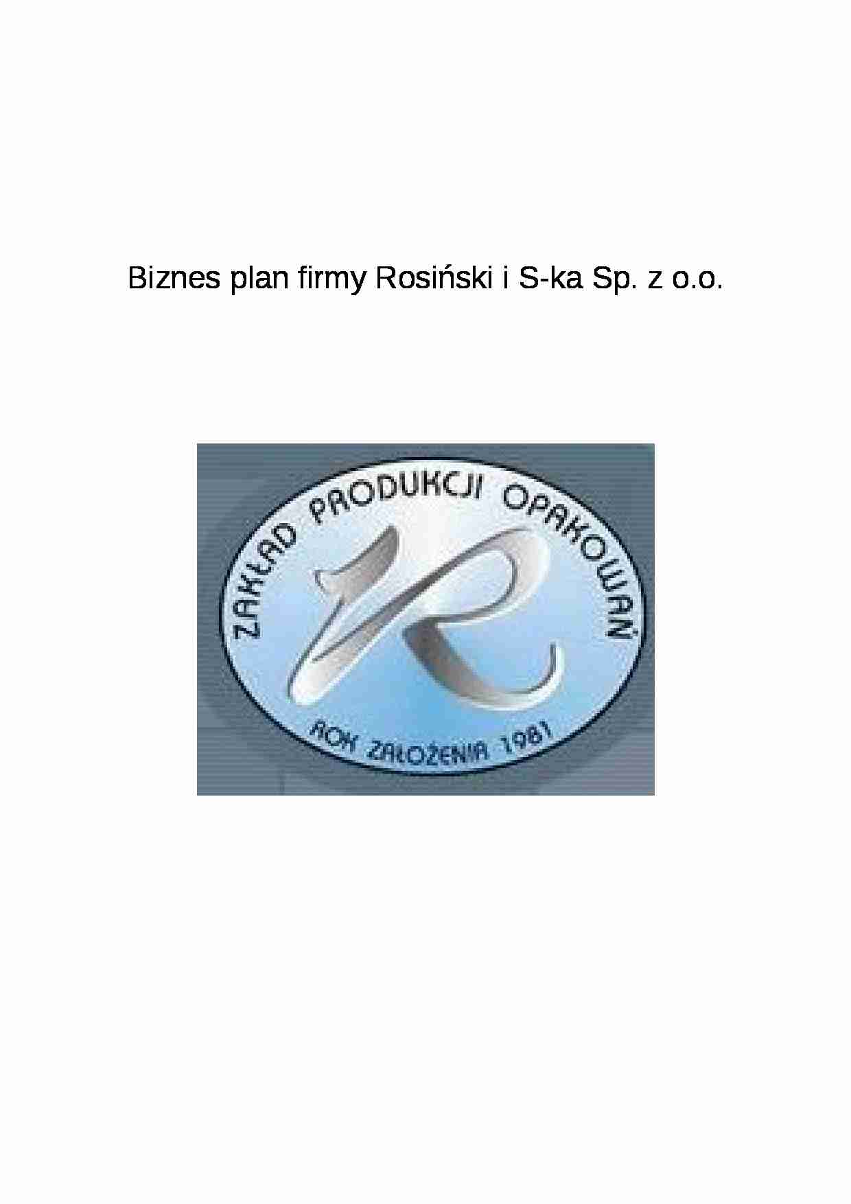 Firma produkująca opakowania - biznes plan - strona 1