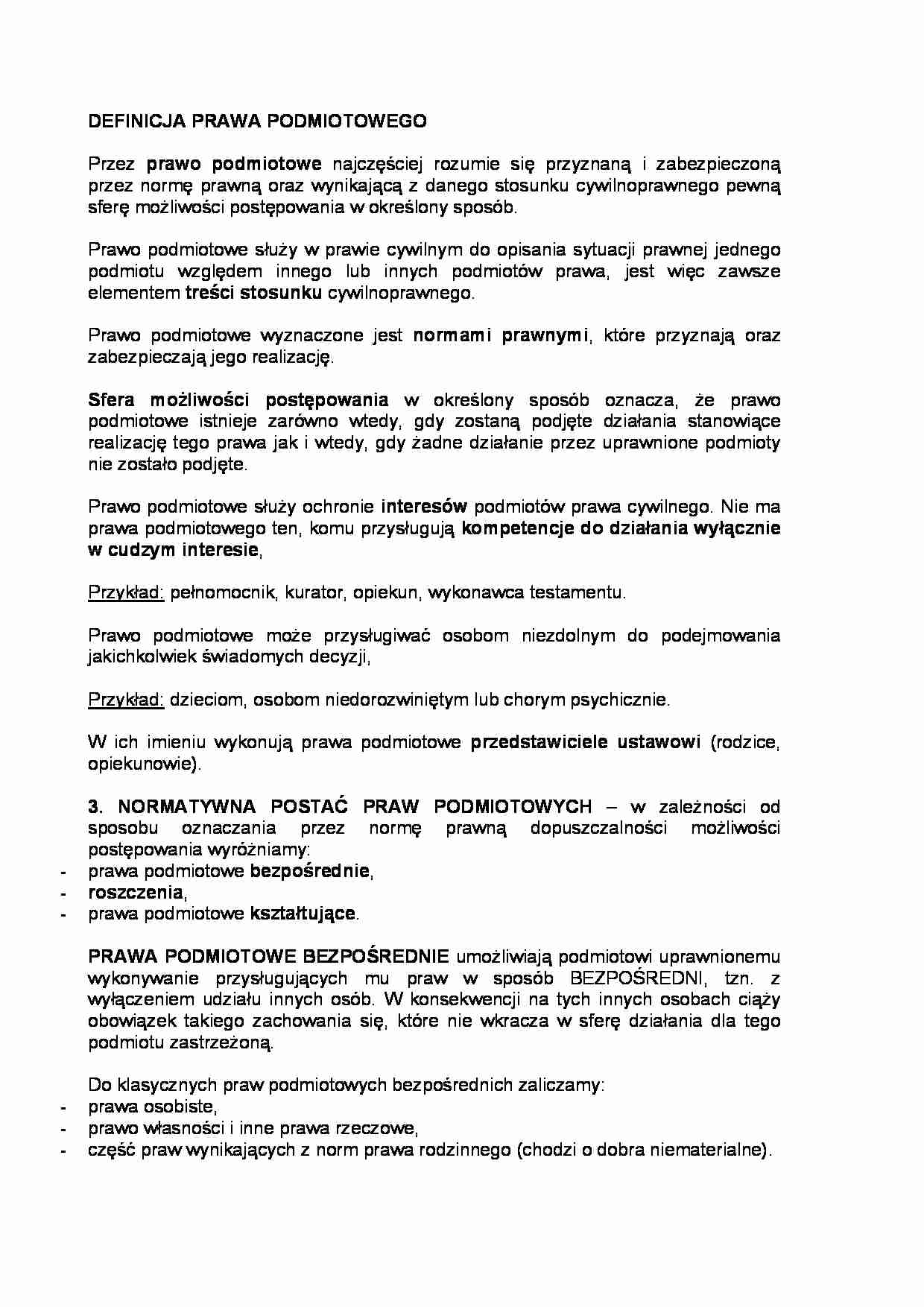 Definicja prawa podmiotowego - strona 1