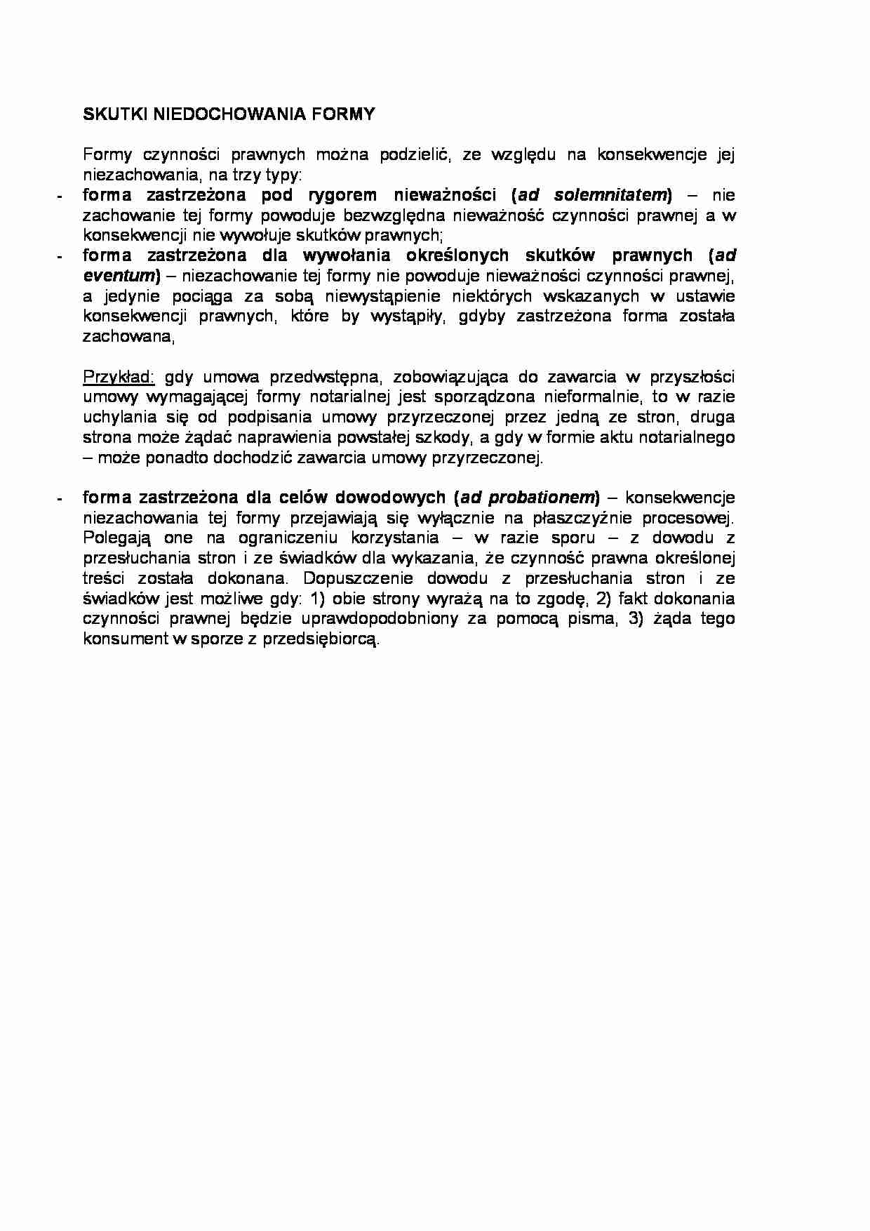 Skutki niedochowania formy  - strona 1