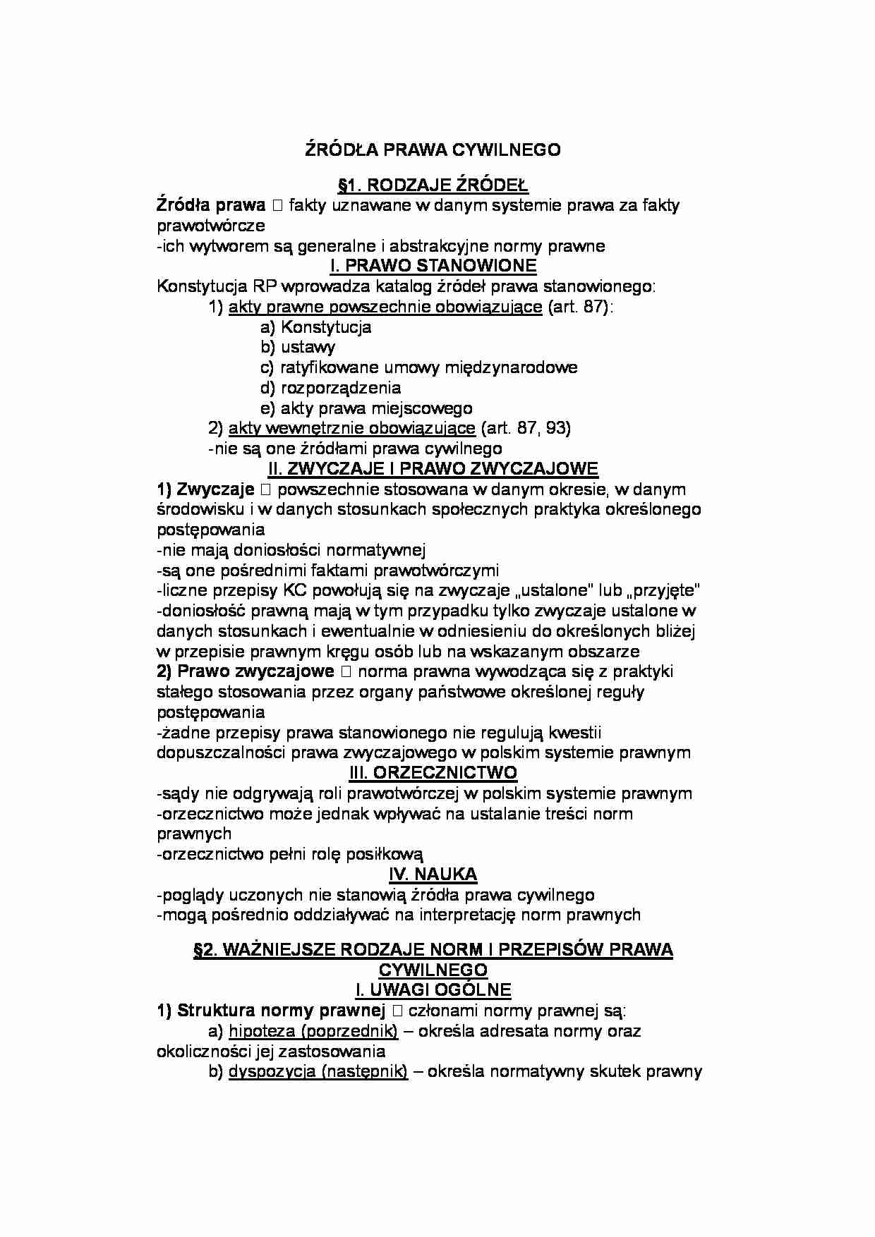 Źródła prawa cywilnego - strona 1