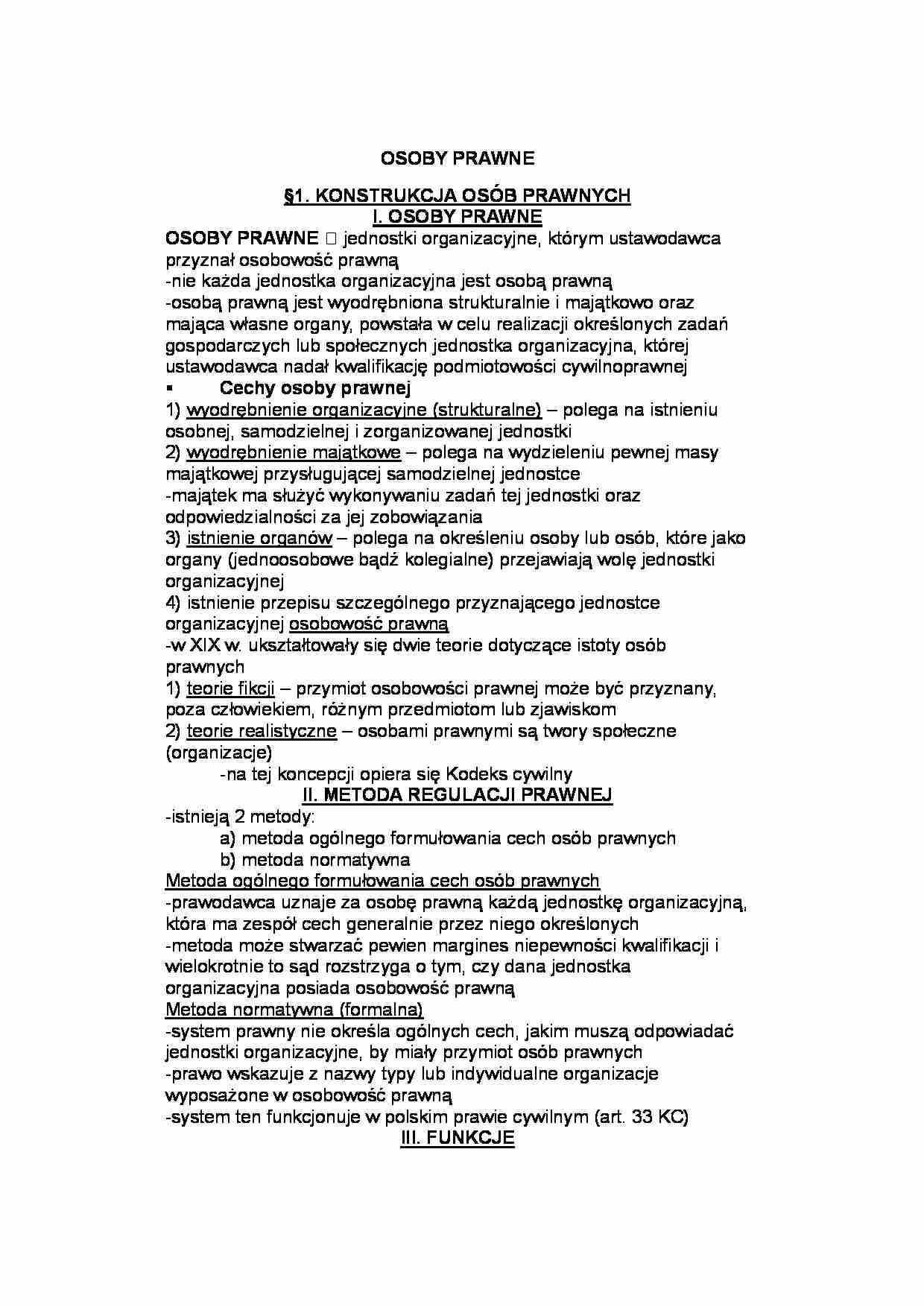 Osoby prawne - metoda regulacji prawnej - strona 1