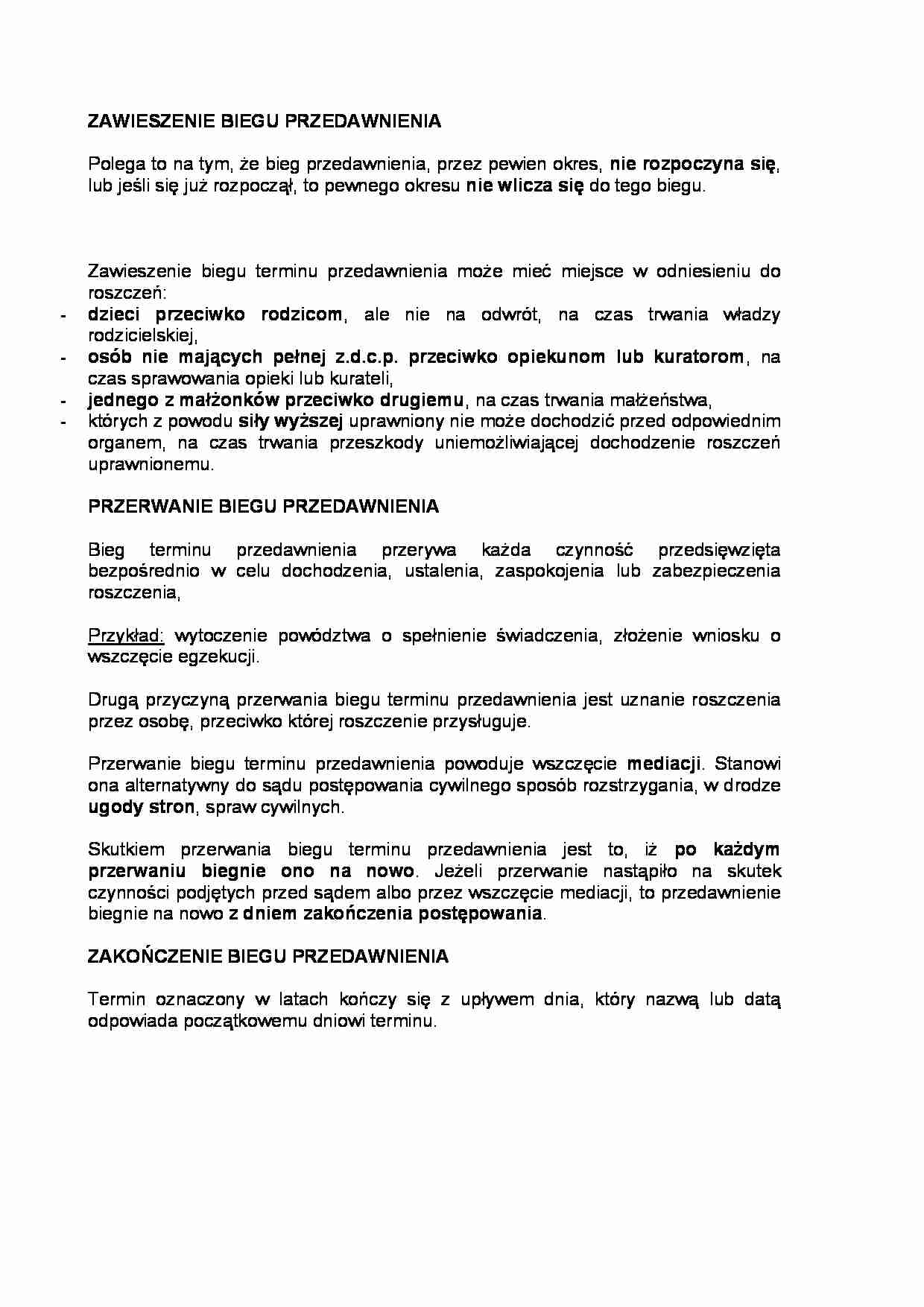 Zawieszenie biegu przedawnienia - strona 1