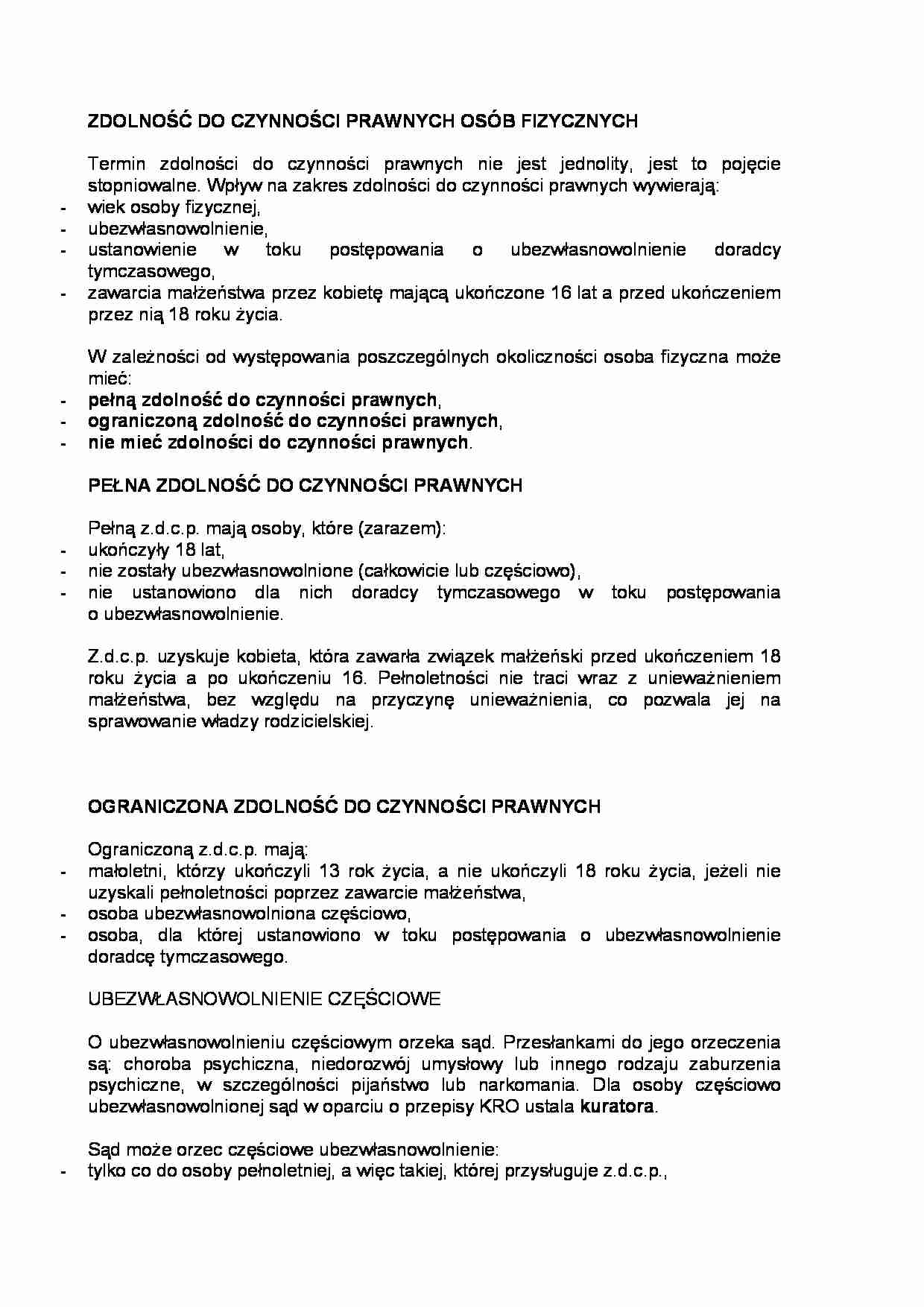 Zdolność do czynności prawnych osób fizycznych - strona 1