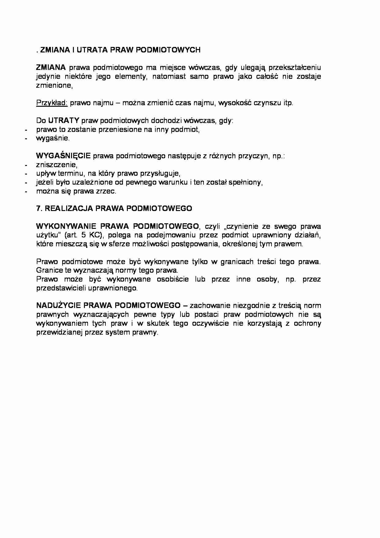 Zmiana i utrata praw podmiotowych - strona 1