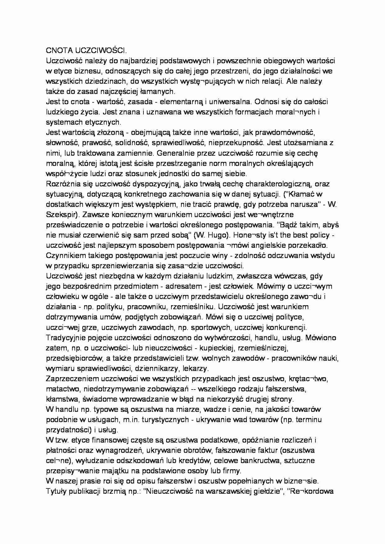 Cnota uczciwości - strona 1