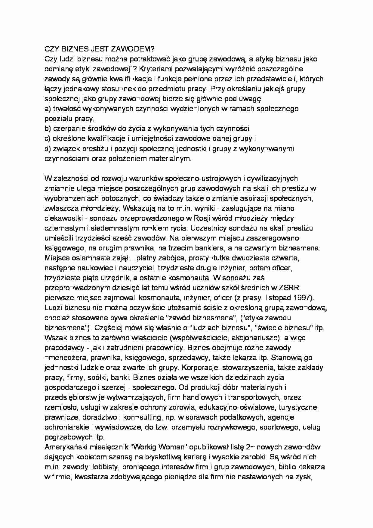 Czy biznes jest zawodem - strona 1