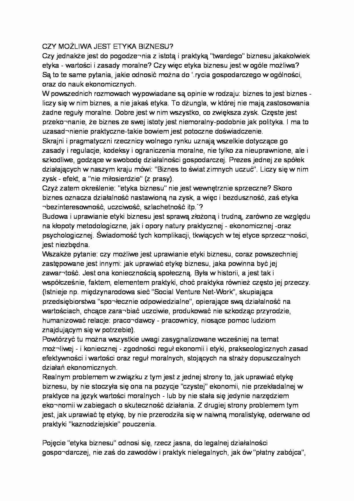 Etyka biznesu - wyjaśnienie pojęcia - strona 1