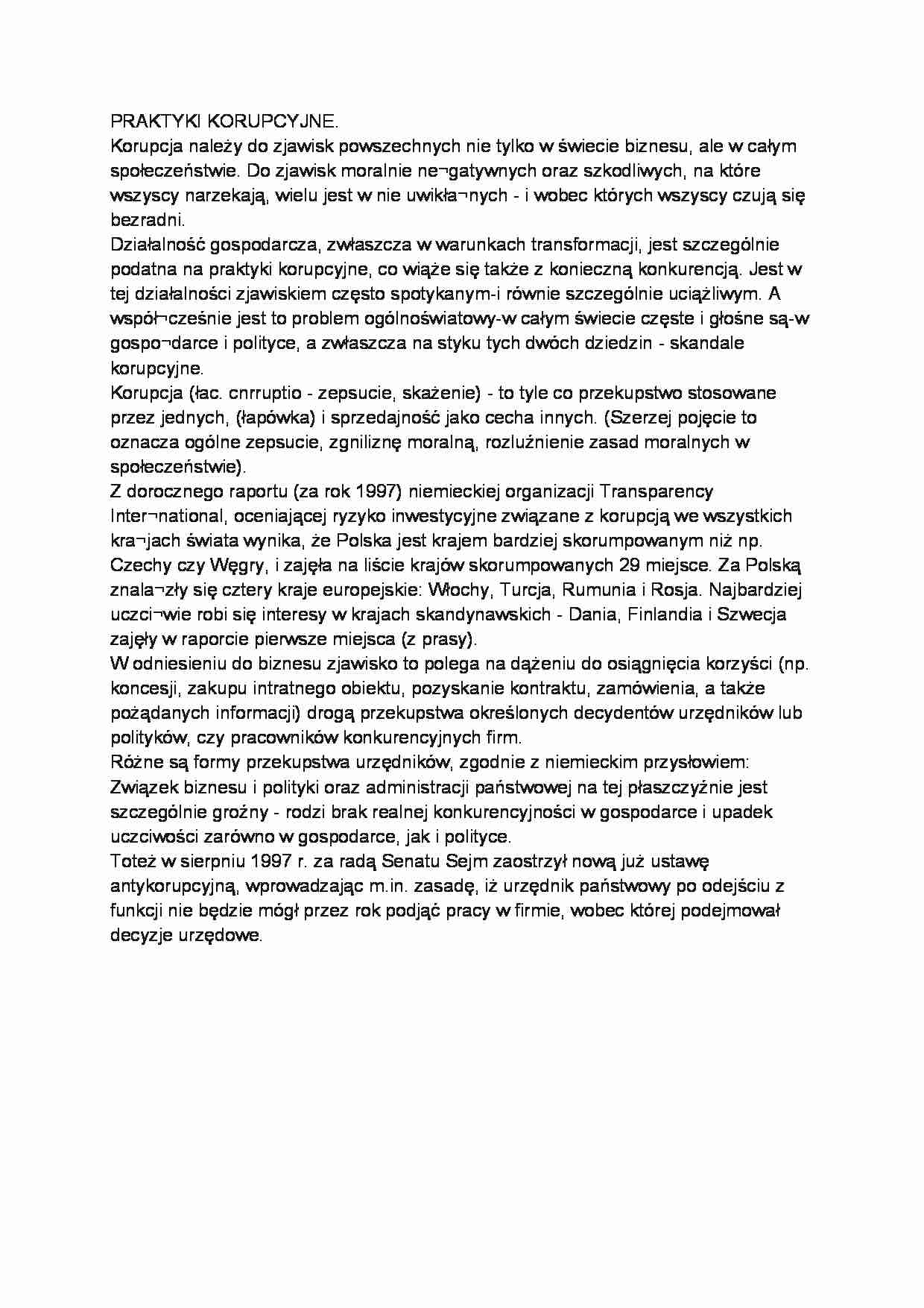 Praktyki korupcyjne - strona 1