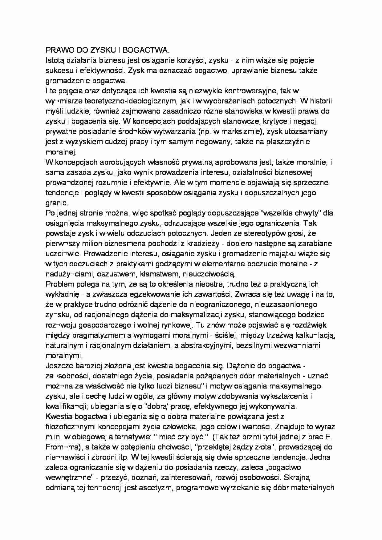 Prawo do zysku i bogactwa - strona 1