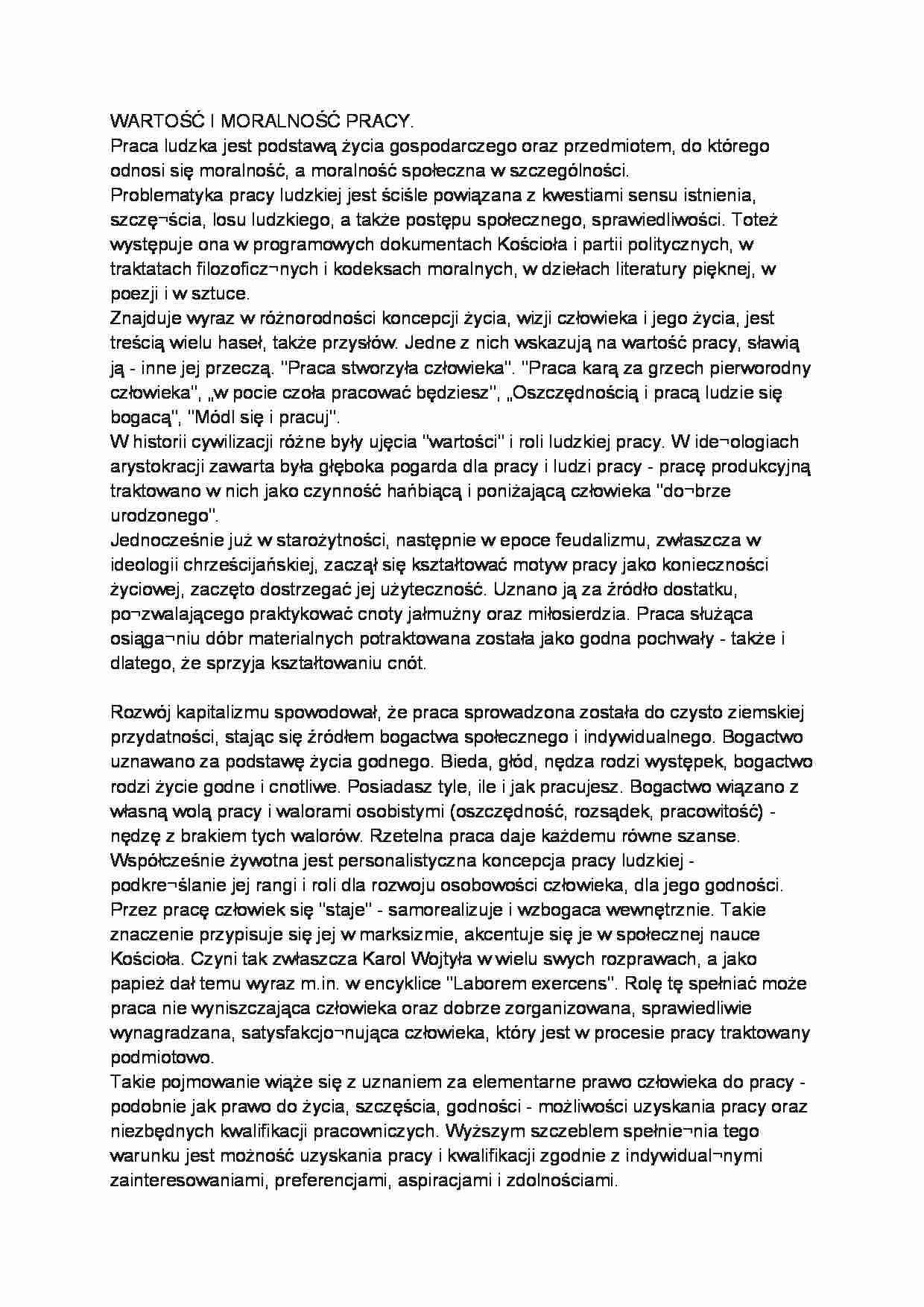 Wartość i moralność pracy - strona 1