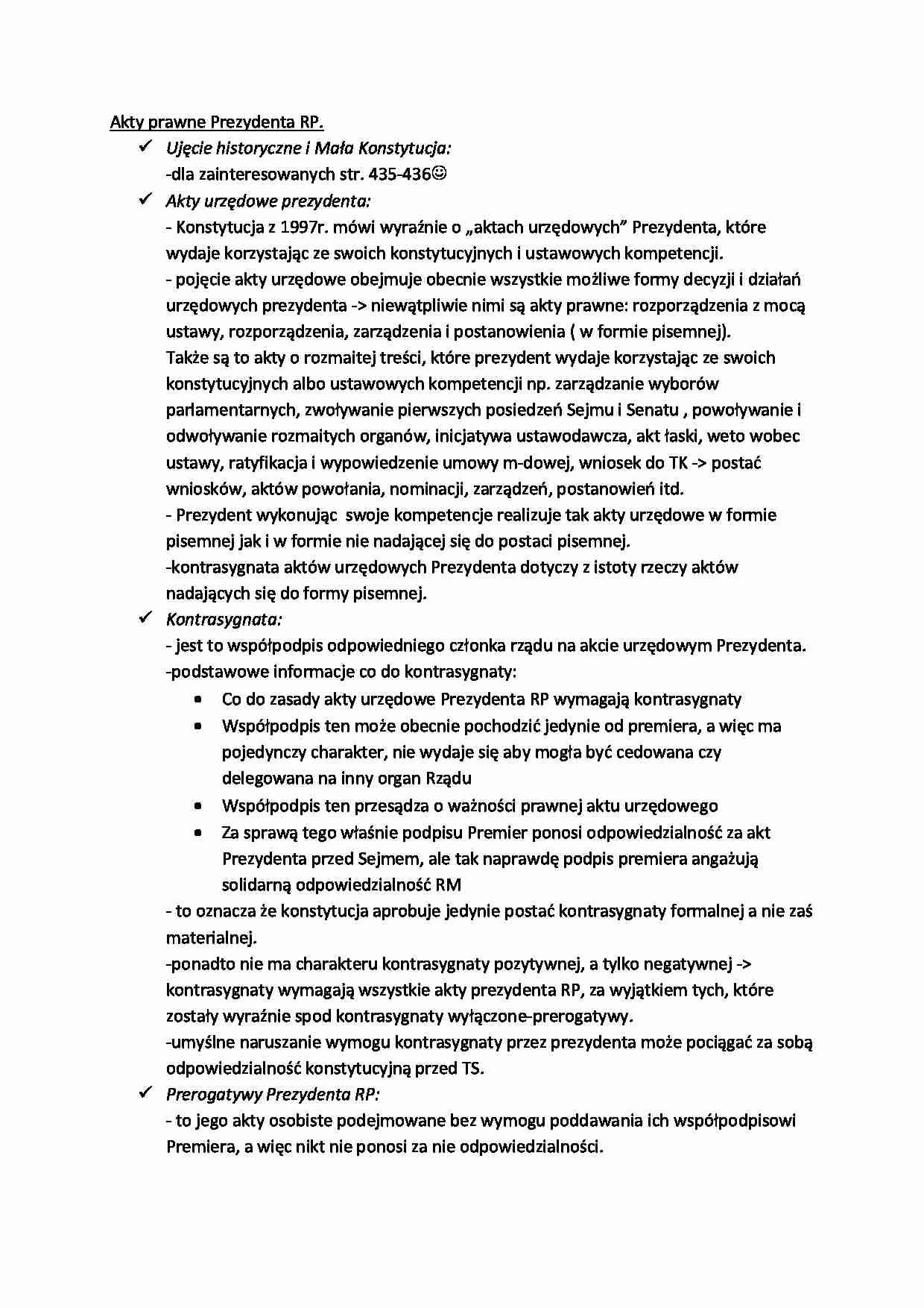 Akty prawne Prezydenta RP - strona 1