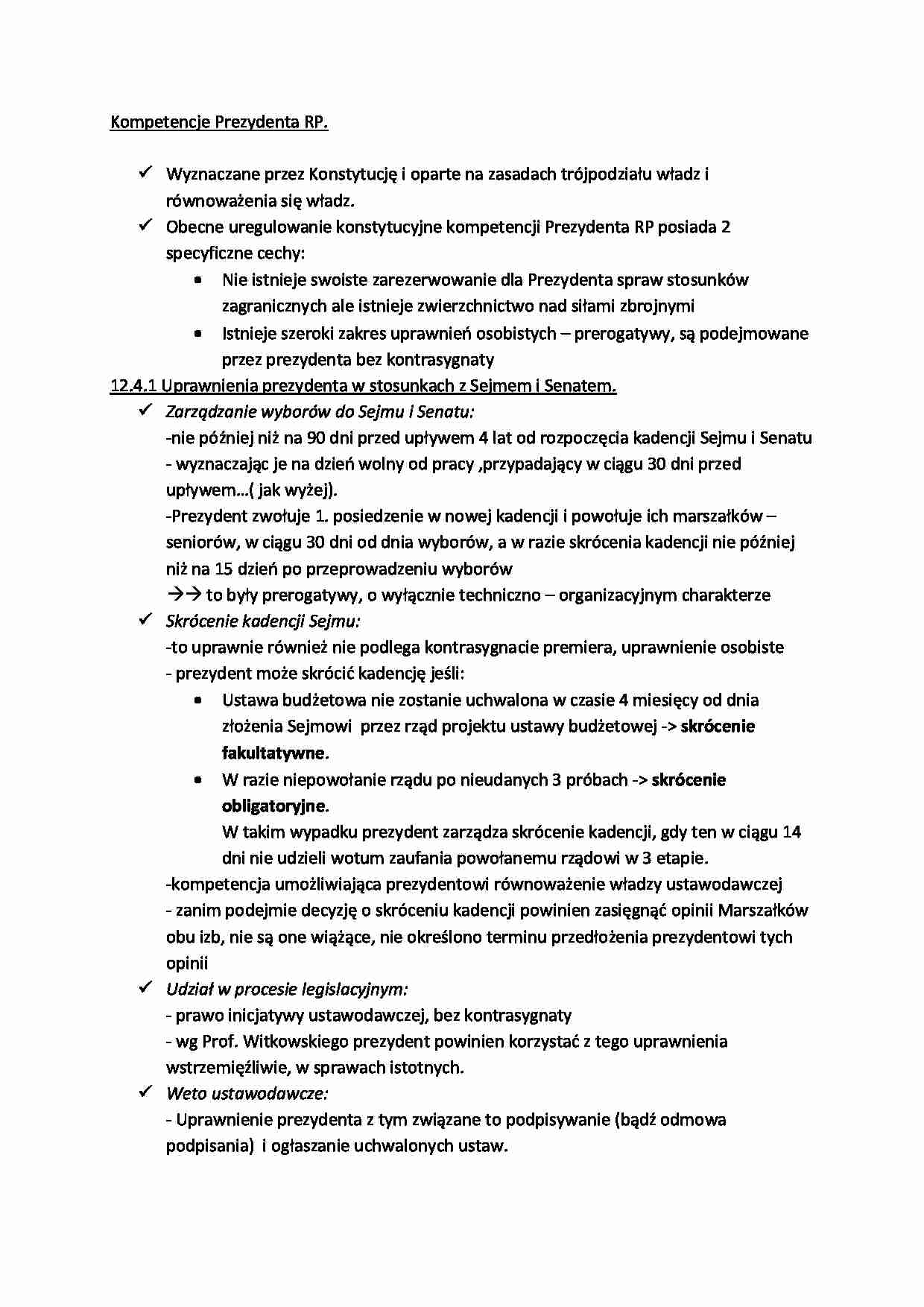 Kompetencje Prezydenta RP - Władza ustawodawcza - strona 1