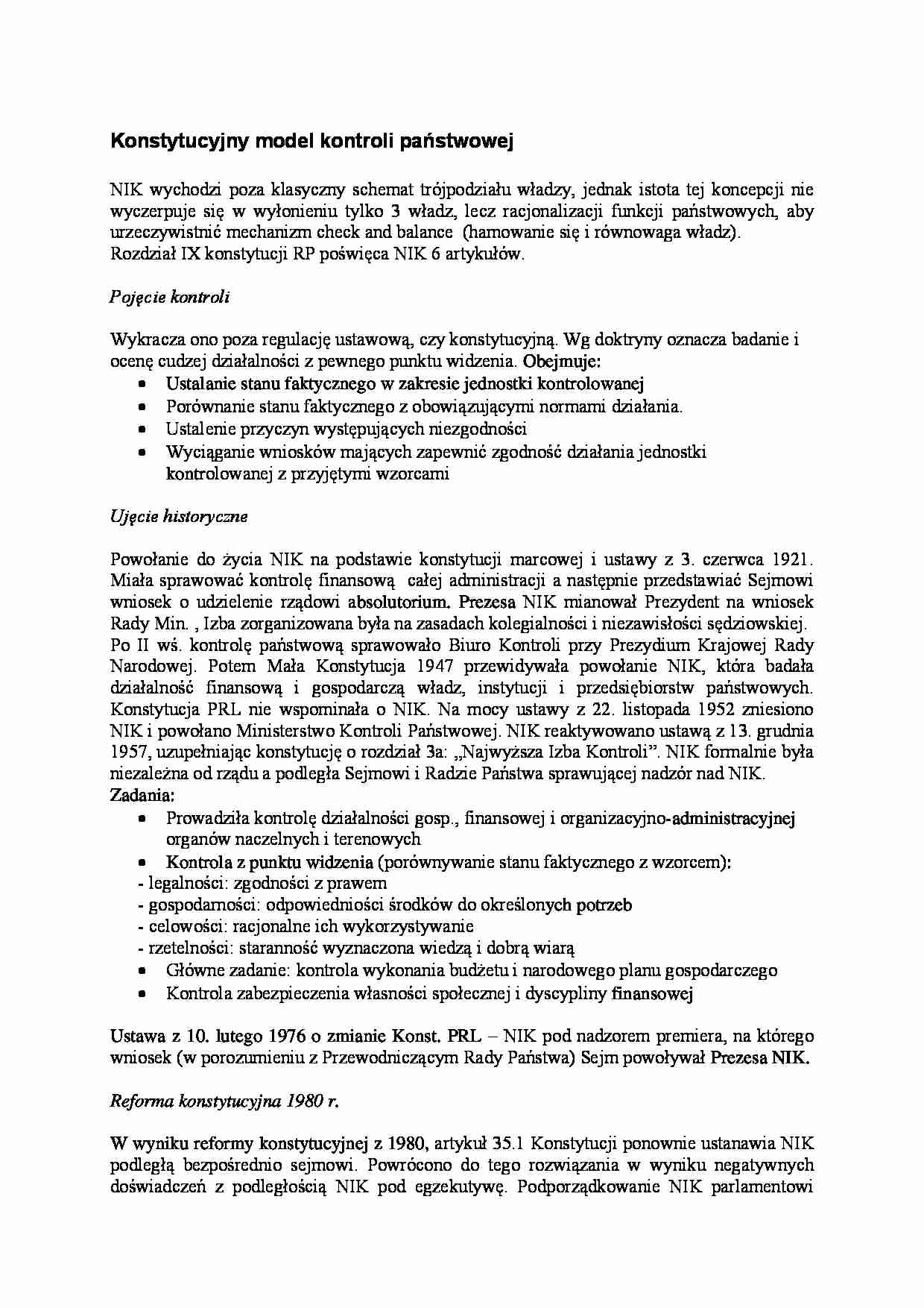 Konstytucyjny model kontroli państwowej - strona 1