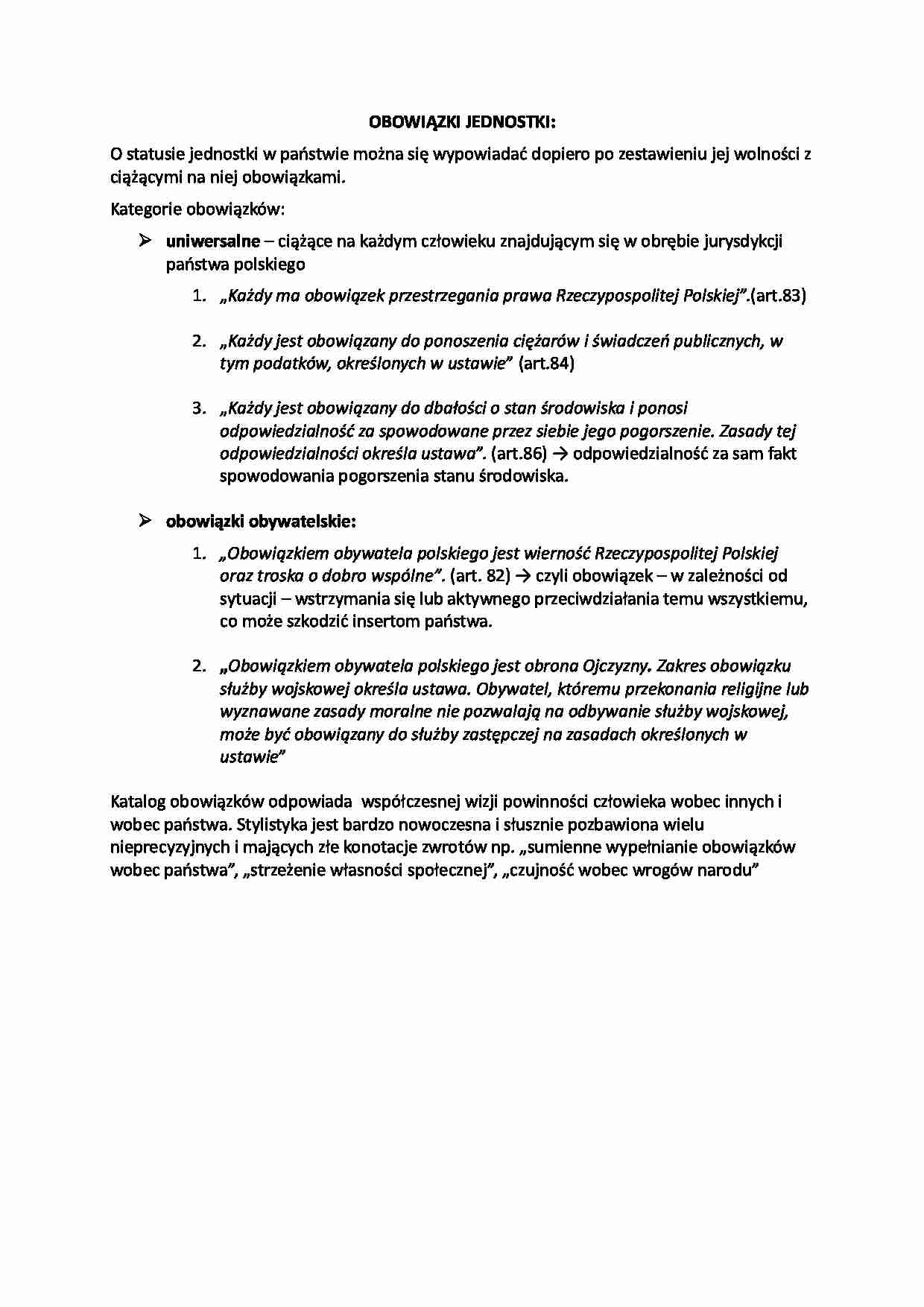 Obowiązki jednostki wobec państwa - strona 1