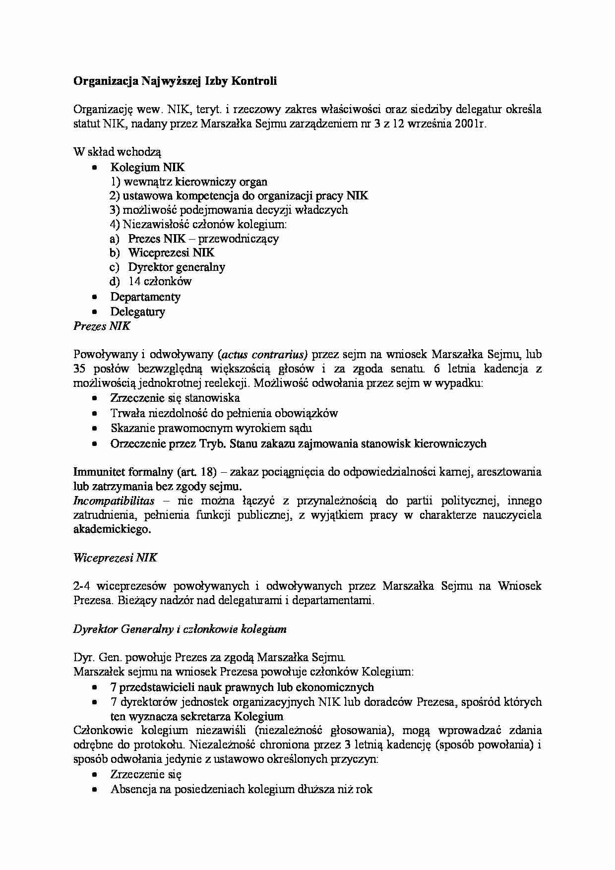 Organizacja Najwyższej Izby Kontroli - strona 1