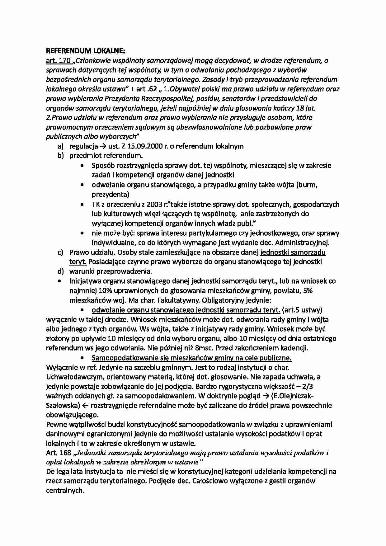 Referendum lokalne - Samorząd terytorialny - strona 1