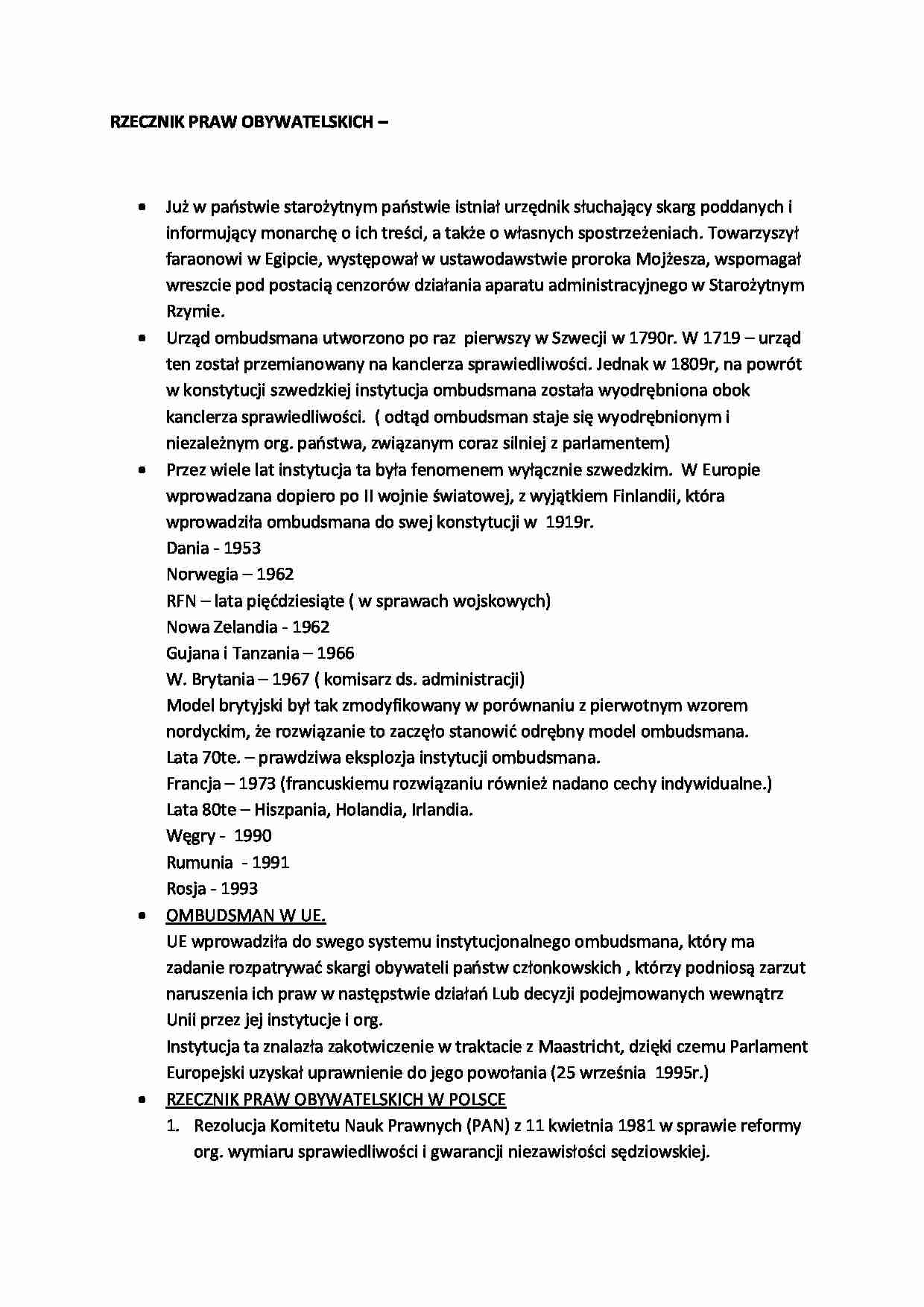 Rzecznik Praw Obywatelskich - Ombudsman w UE - strona 1