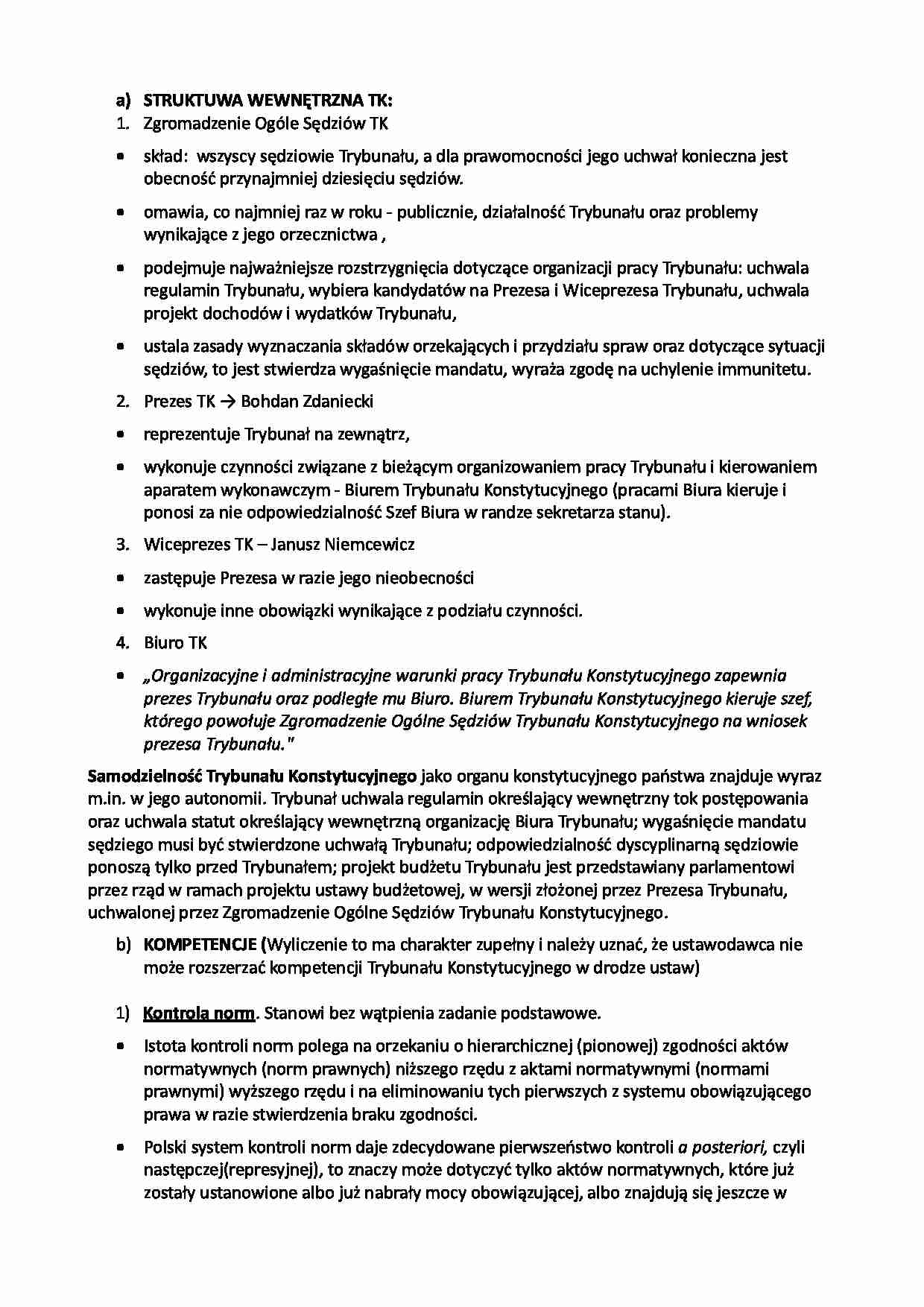 Struktura wewnętrzna Trybunału Konstytucyjnego - strona 1