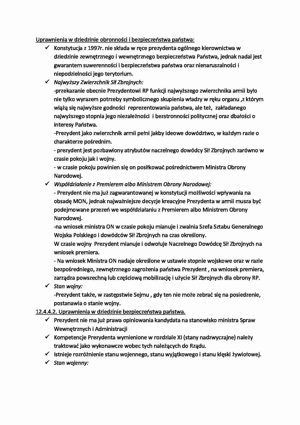 Uprawnienia w dziedzinie obronności i bezpieczeństwa państwa - strona 1