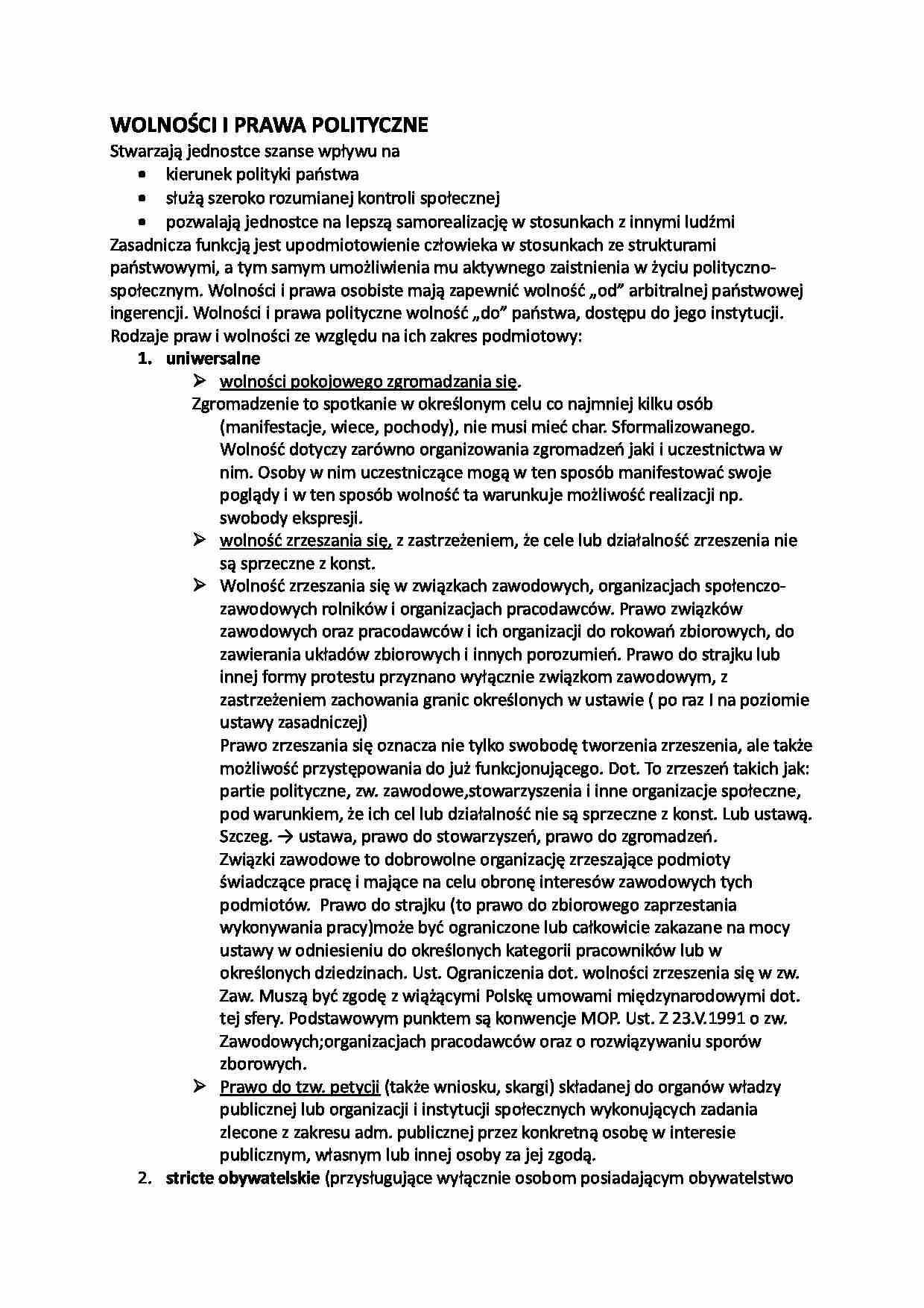 Wolności i prawa polityczne - strona 1