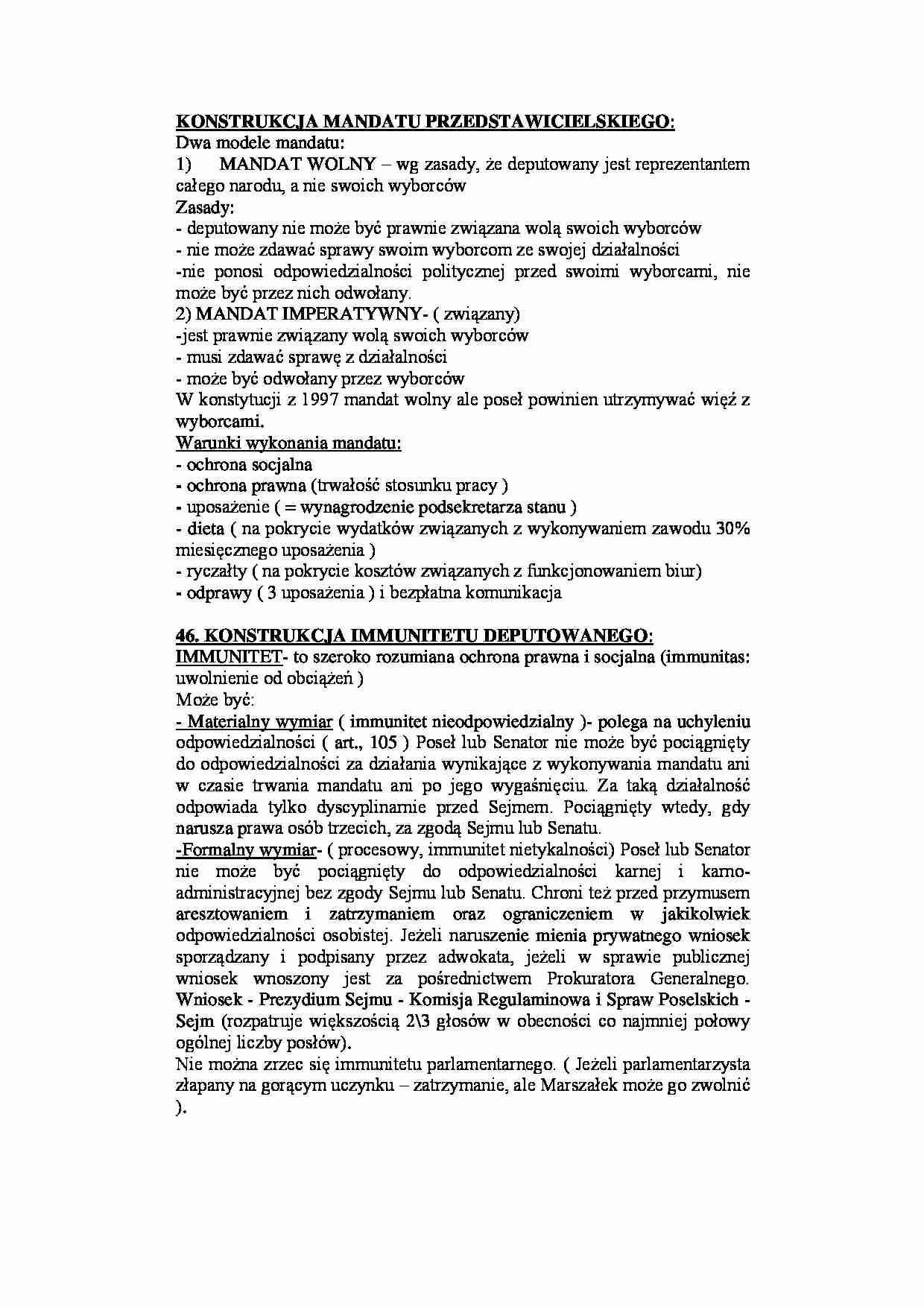 Konstrukcja mandatu przedstawicielskiego - strona 1
