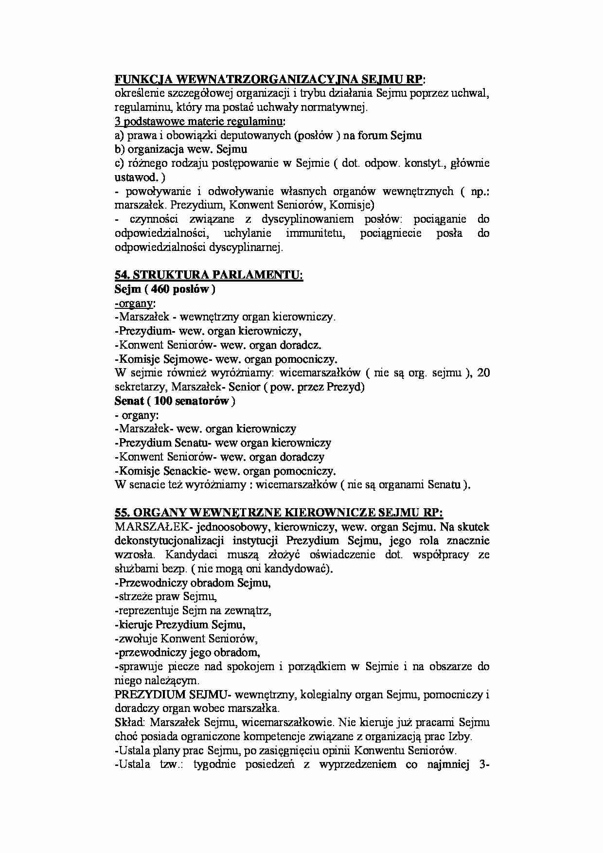 Funkcja wewnątrzorganizacyjna sejmu RP - strona 1