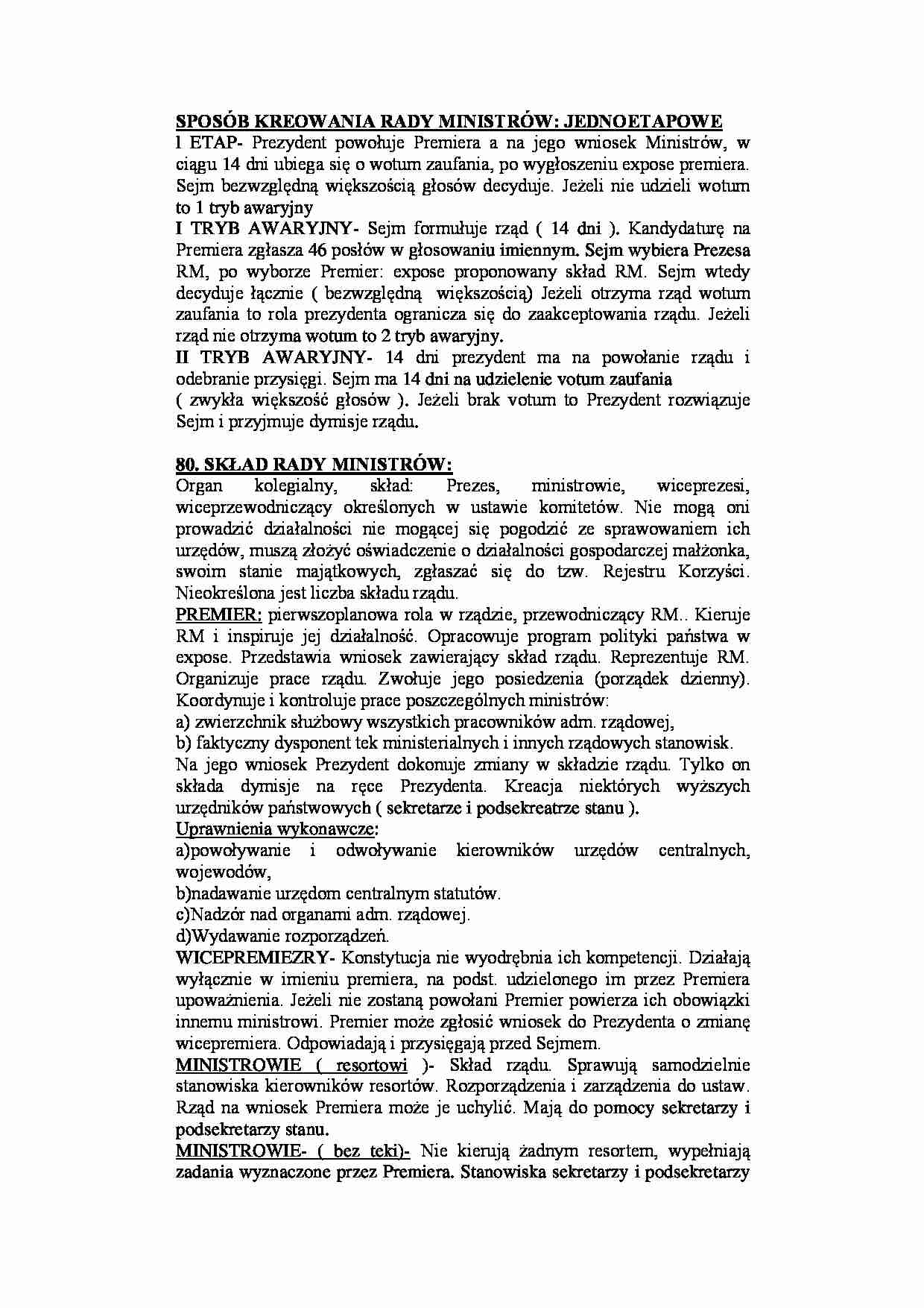 Sposób kreowania Rady Ministrów - strona 1