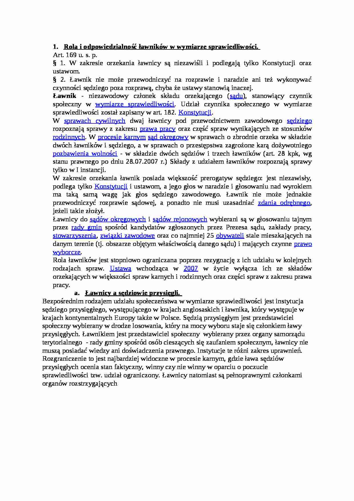 Rola i odpowiedzialność ławników w wymiarze sprawiedliwości. - strona 1