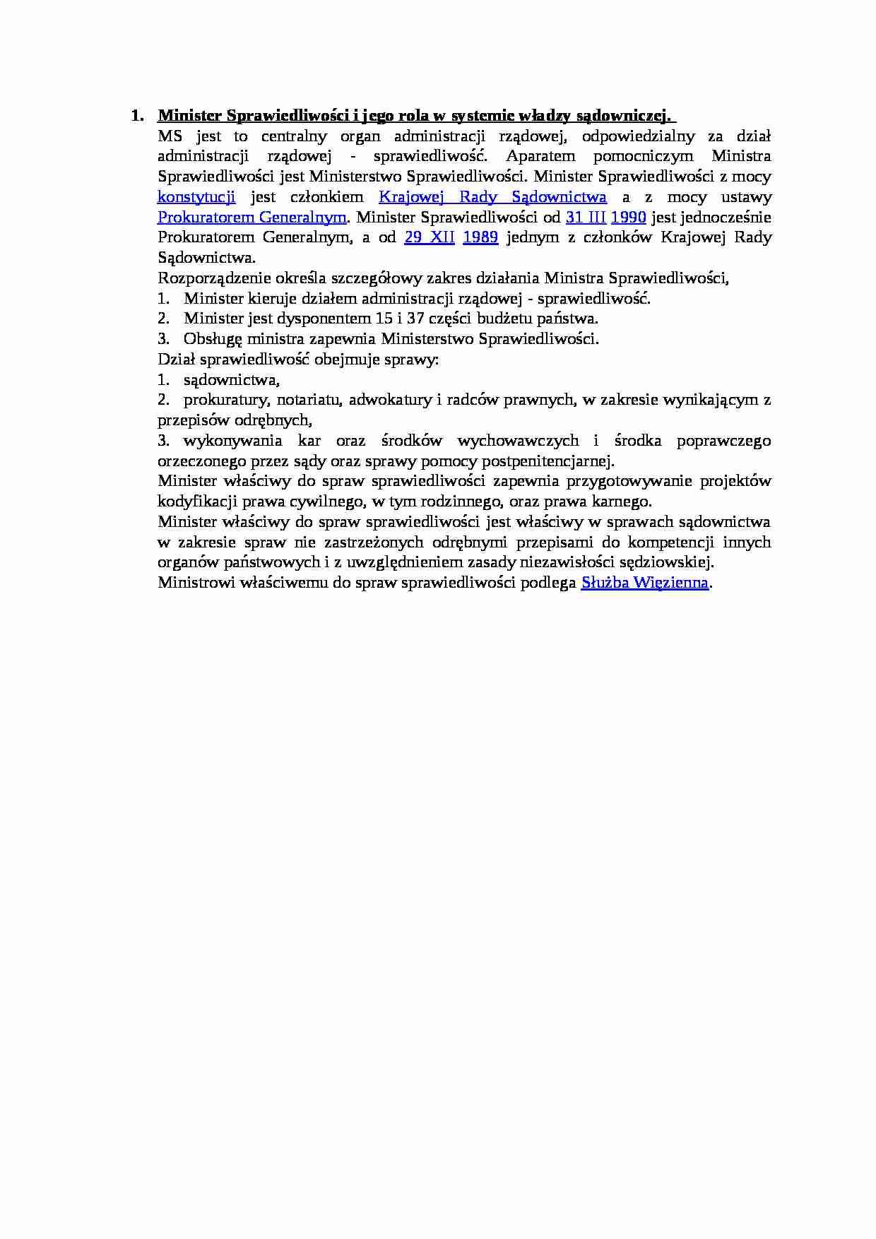Minister Sprawiedliwości i jego rola - strona 1
