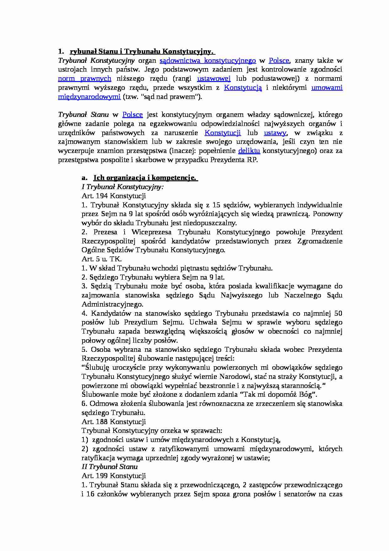 Trybunał Stanu i Trybunału Konstytucyjny. - strona 1