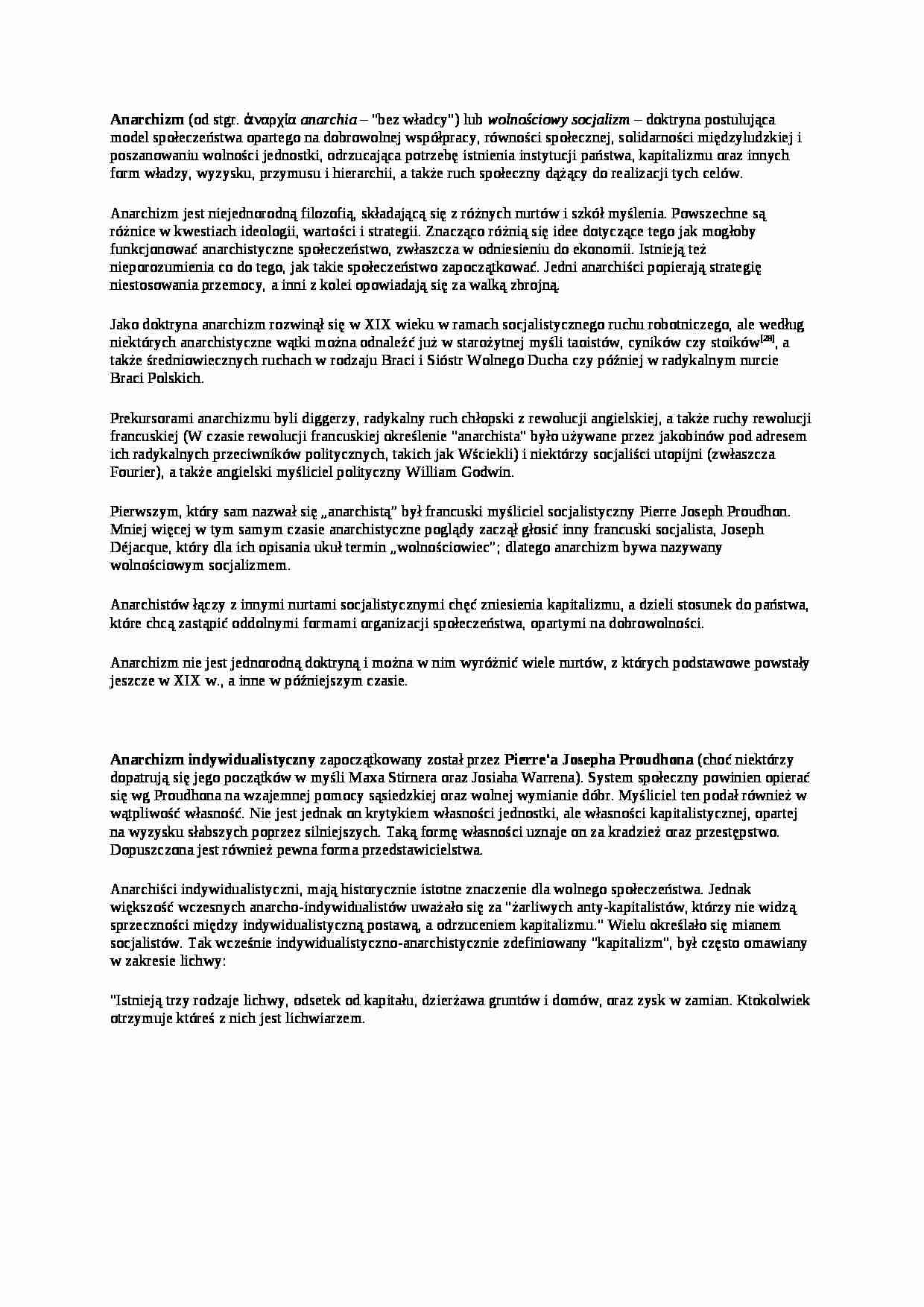 Anarchizm i anarchiści indywidualistyczni - strona 1